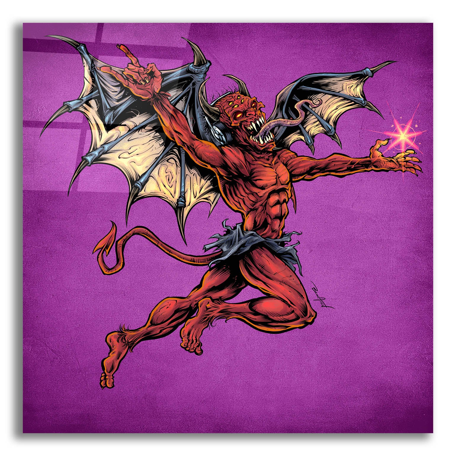 Epic Art 'Red Devil With Wings' by Flyland Designs, Acrylic Glass