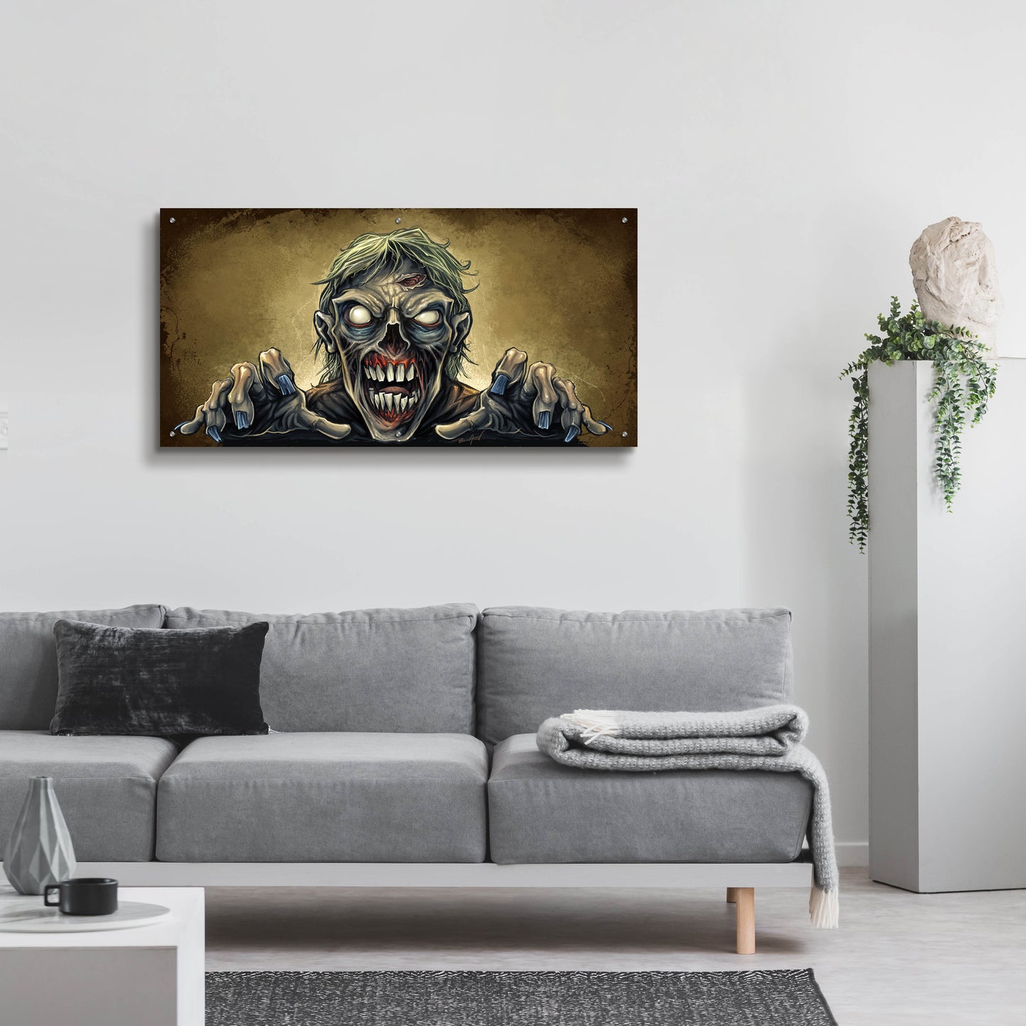 Epic Art 'Zombie Reaching Out' by Flyland Designs, Acrylic Glass Wall Art,48x24