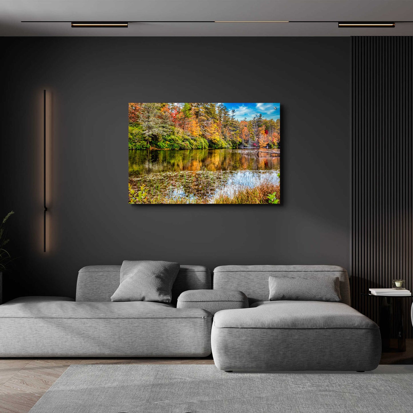Epic Art 'Smoky Mountains Autumn Lake 4' by Grace Fine Arts Photography, Acrylic Glass Wall Art,36x24