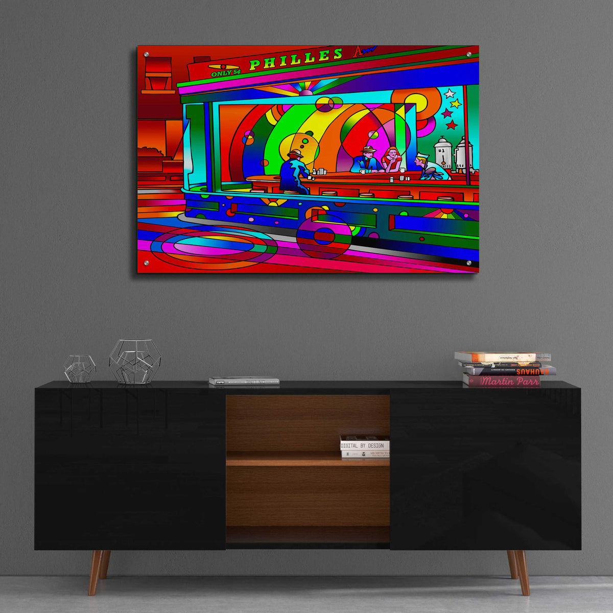 Epic Art 'Nighthawks' by Howie Green, Acrylic Glass Wall Art,36x24