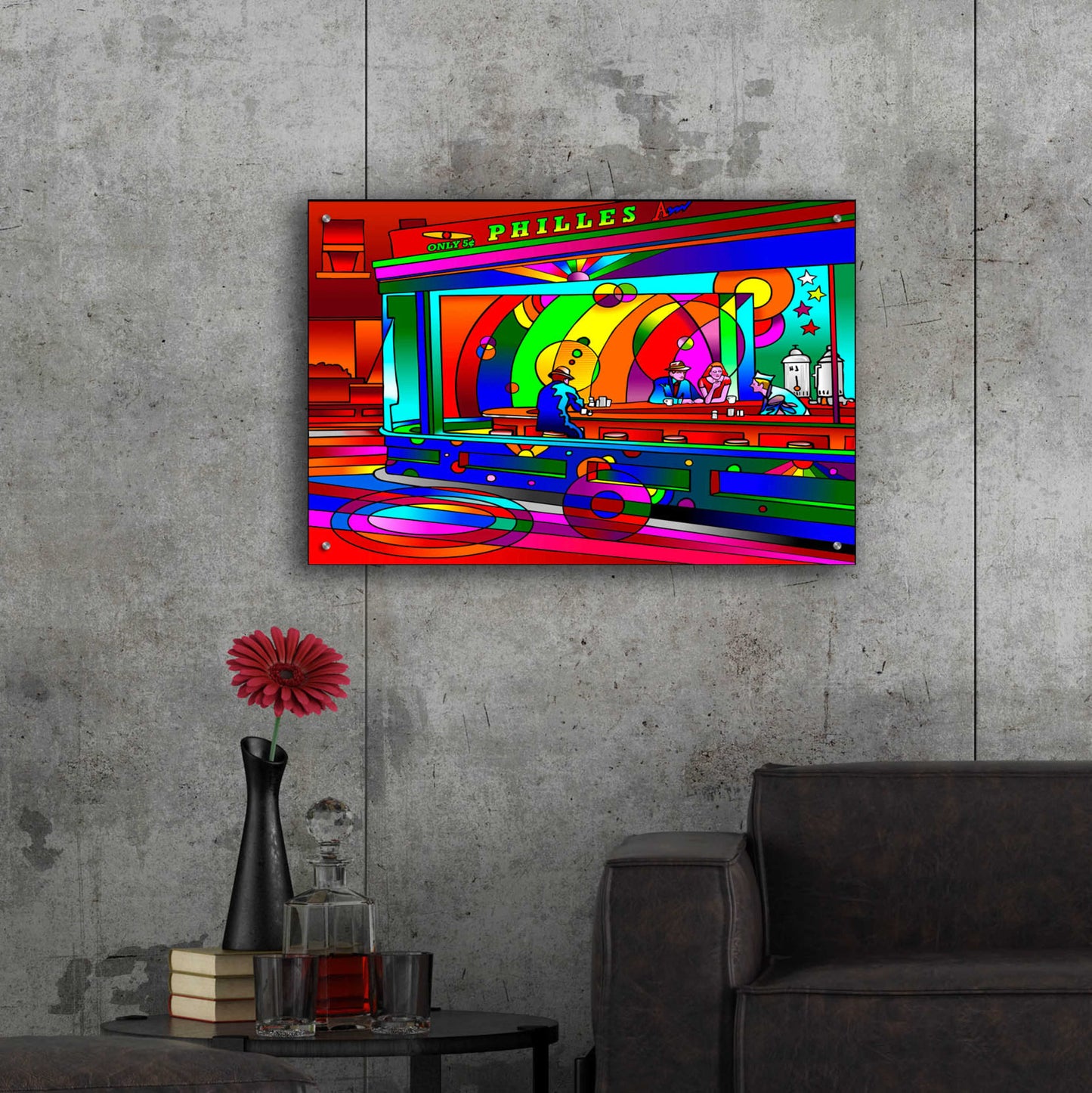 Epic Art 'Nighthawks' by Howie Green, Acrylic Glass Wall Art,36x24