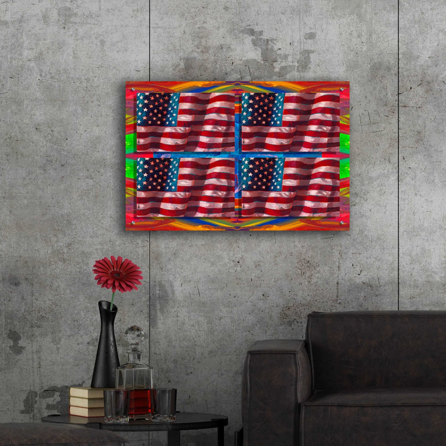 Epic Art 'US Flags' by Howie Green, Acrylic Glass Wall Art,36x24