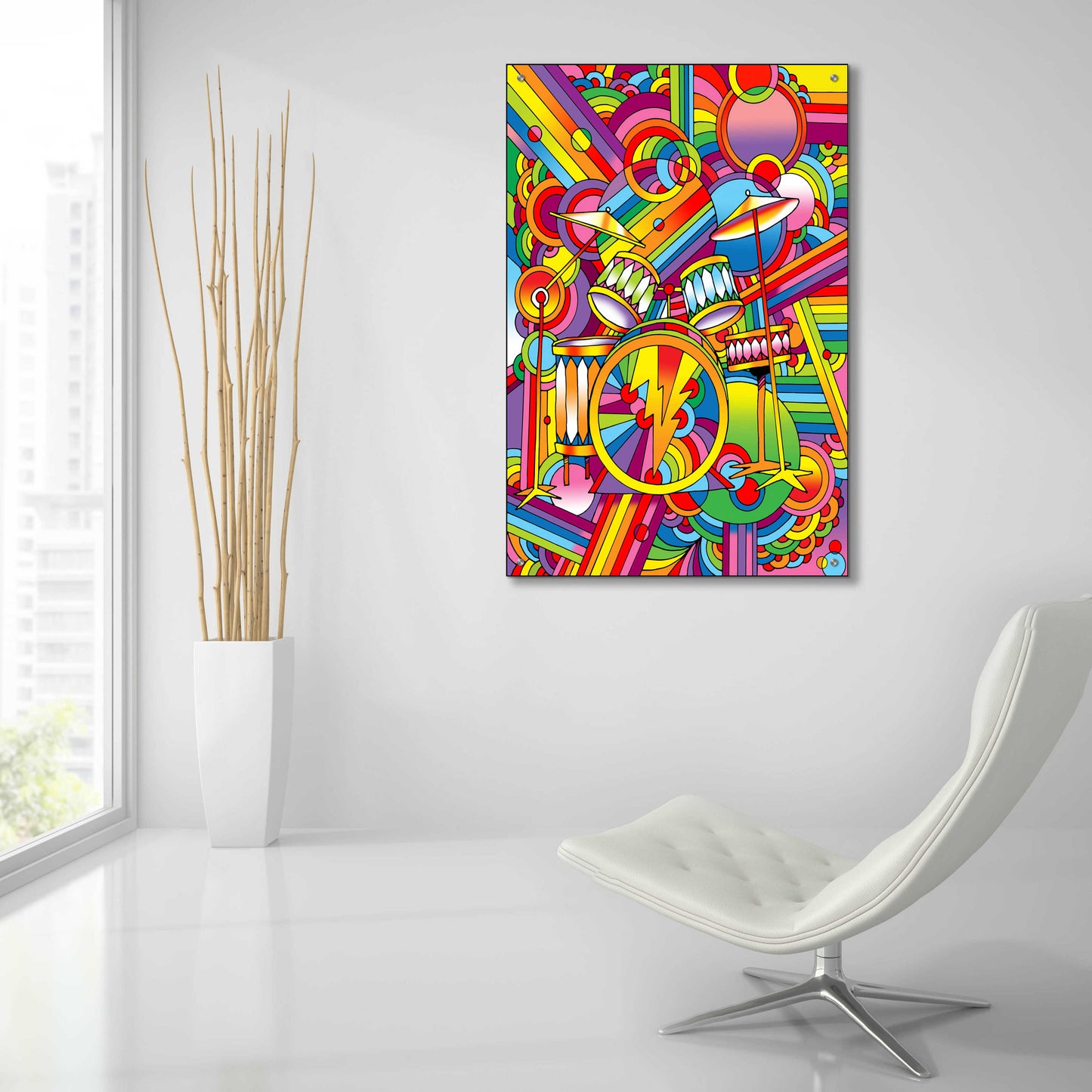 Epic Art 'Pop Art Drums' by Howie Green, Acrylic Glass Wall Art,24x36
