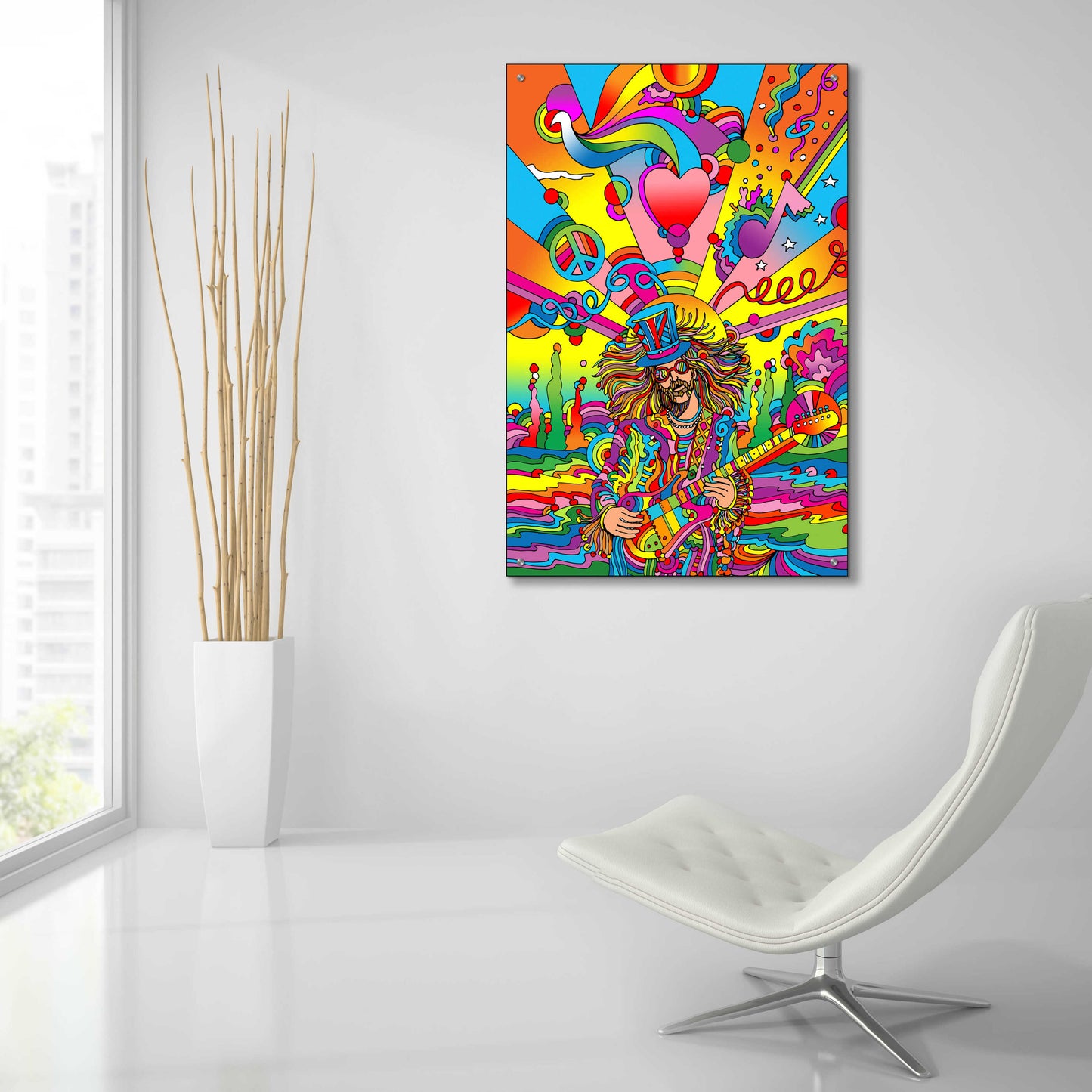 Epic Art 'Hippie Musician 3' by Howie Green, Acrylic Glass Wall Art,24x36