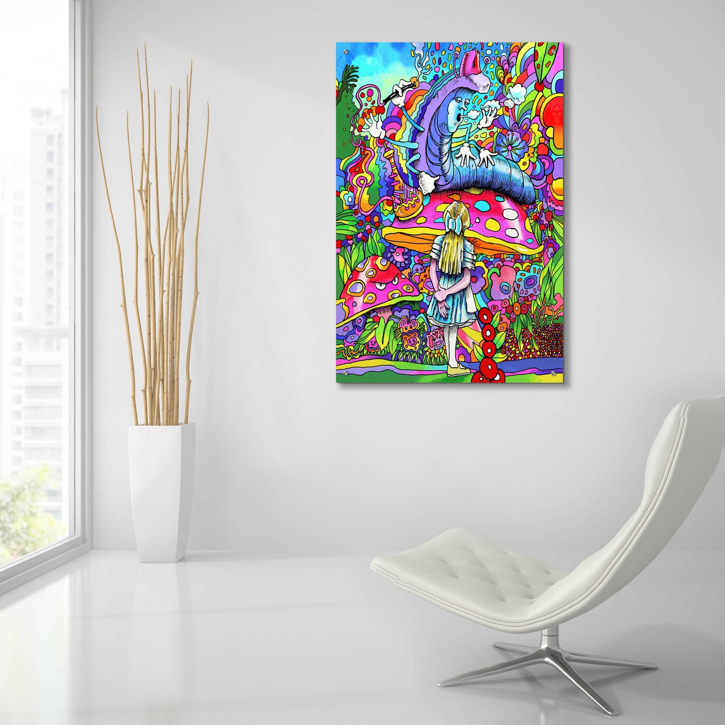 Epic Art 'Caterpillar Alice portrait' by Howie Green, Acrylic Glass Wall Art,24x36