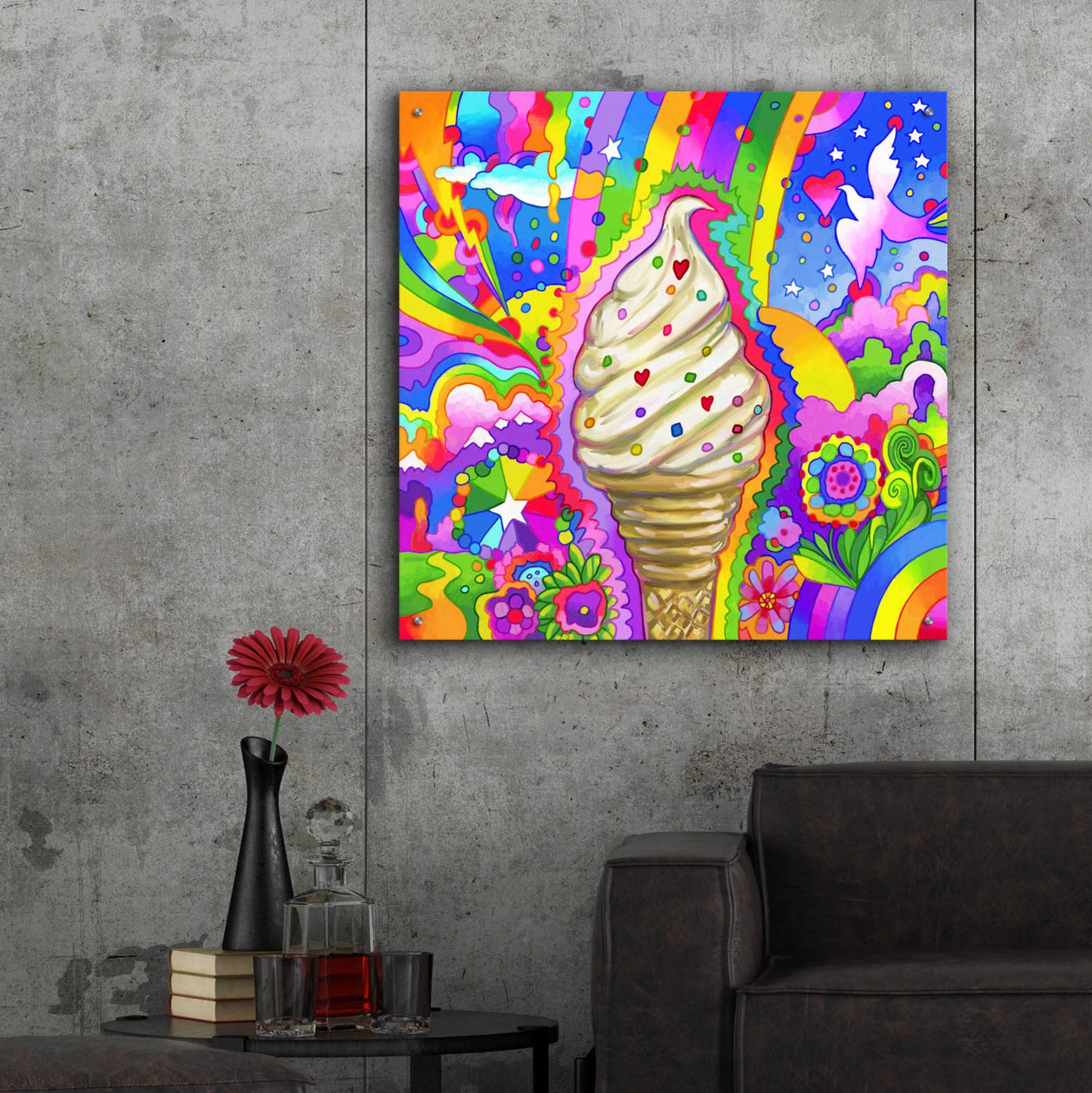 Epic Art 'Ice Cream Cone Pop Art' by Howie Green, Acrylic Glass Wall Art,36x36