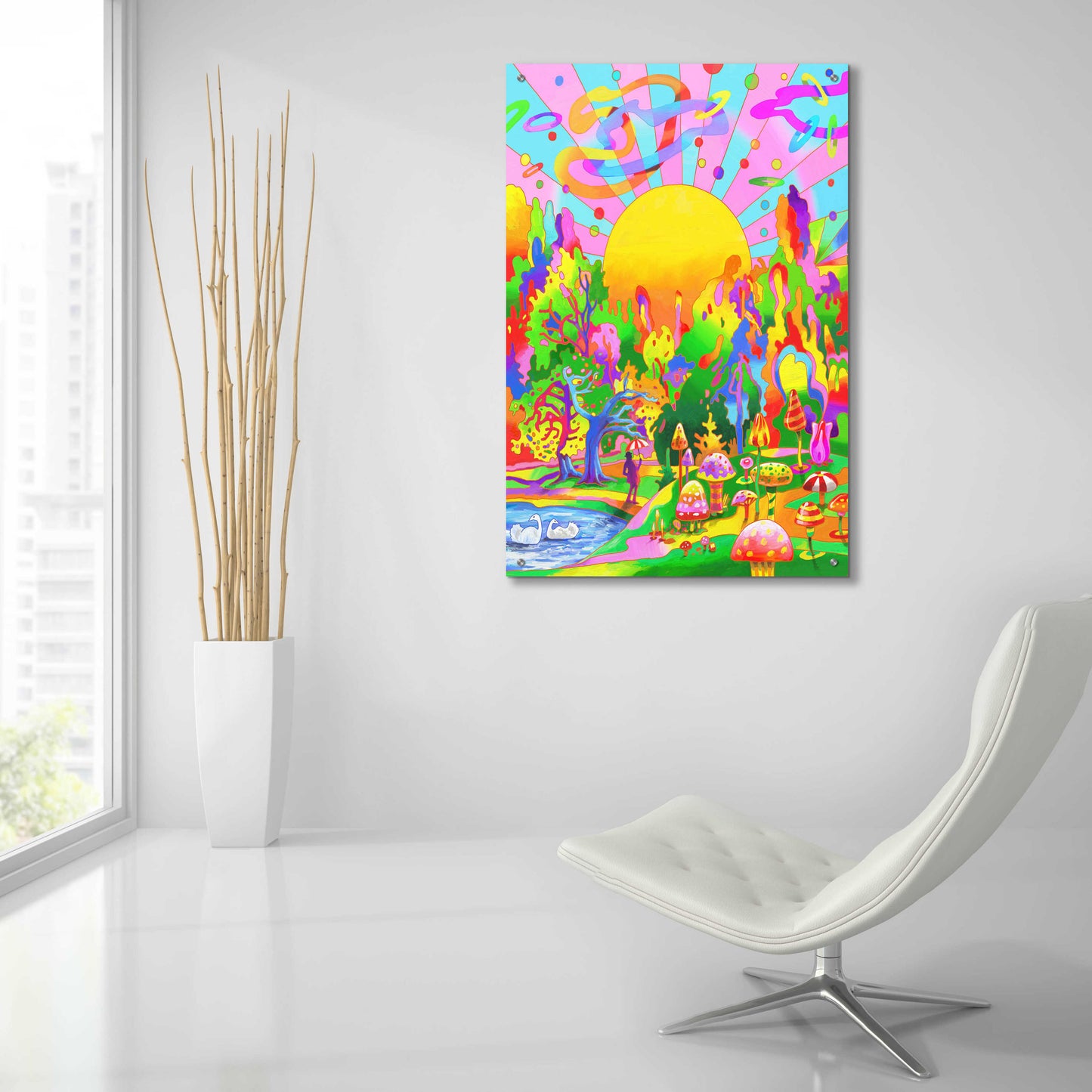 Epic Art 'Swan Park Sunrise' by Howie Green, Acrylic Glass Wall Art,24x36