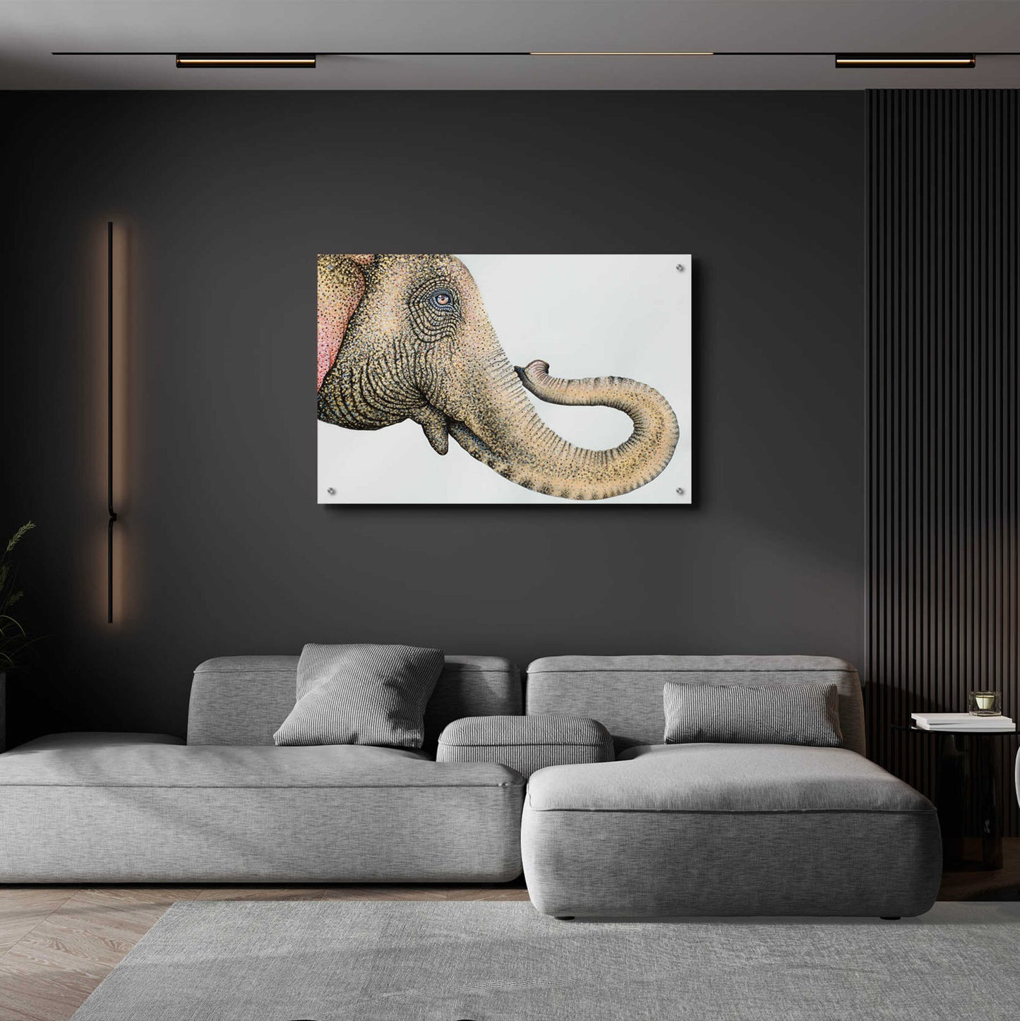 Epic Art 'Spotted Asian Elephant 2' by Michelle Faber, Acrylic Glass Wall Art,36x24