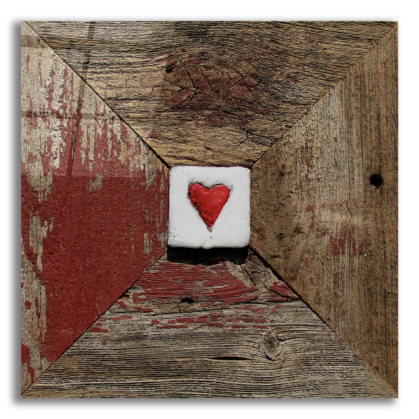 Epic Art 'Hearts' Desire Barn-Red' by LovIsArt, Acrylic Glass Wall Art,36x36