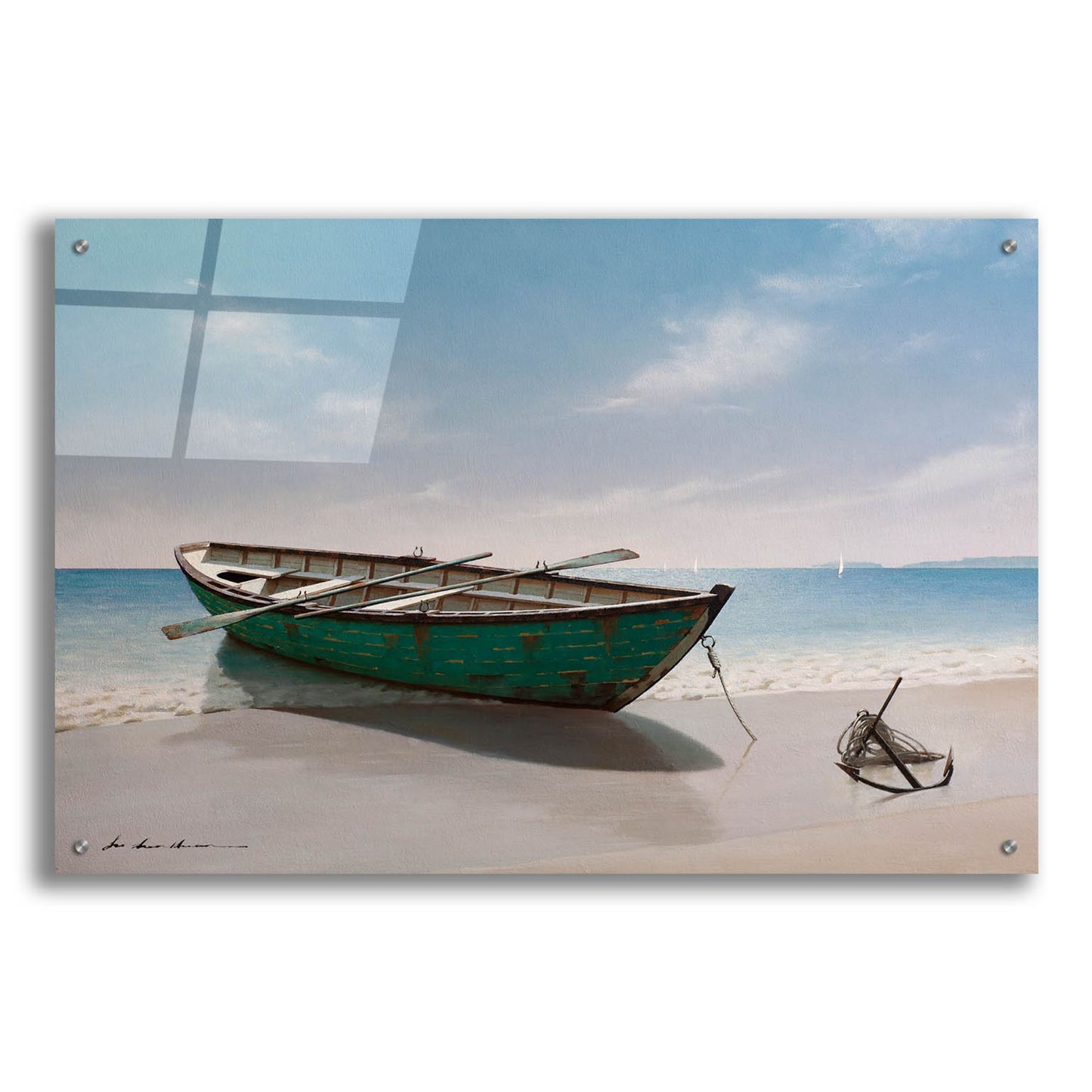 Epic Art 'Green Boat' by Zhen-Huan Lu, Acrylic Glass Wall Art