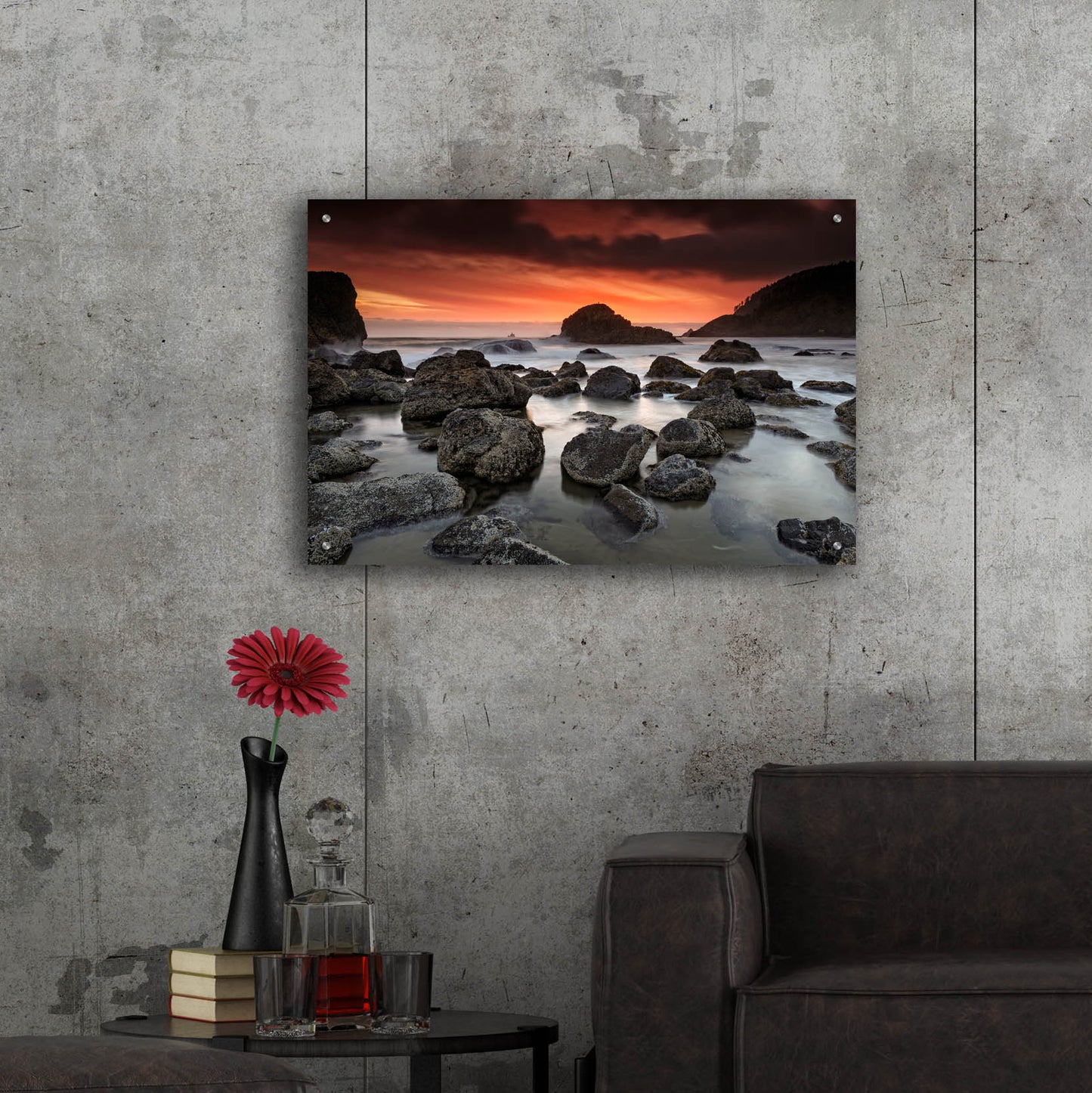Epic Art 'Indian Beach Sunset' by Rick Berk, Acrylic Glass Wall Art,36x24