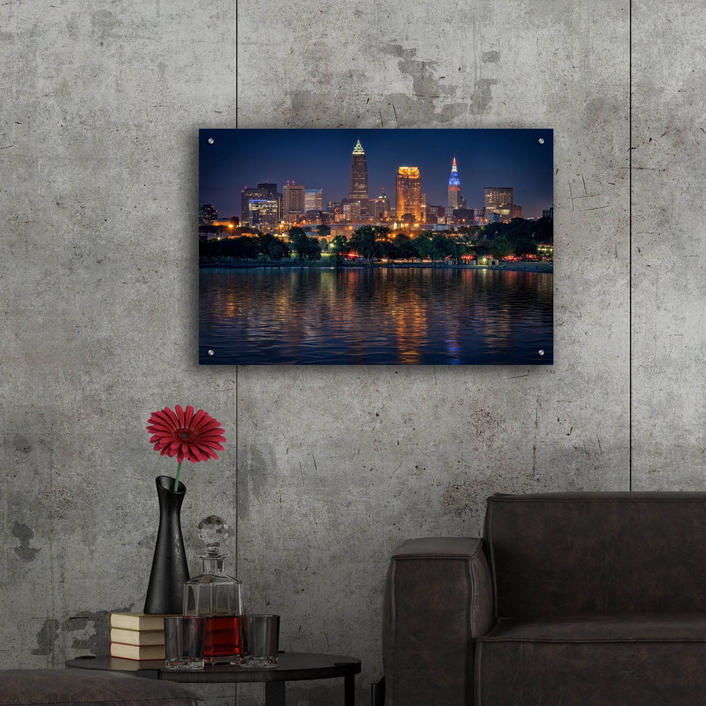Epic Art 'Cleveland At Night' by Rick Berk, Acrylic Glass Wall Art,36x24