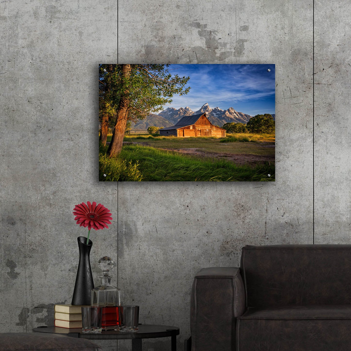 Epic Art 'Morning at Moulton Barn' by Rick Berk, Acrylic Glass Wall Art,36x24
