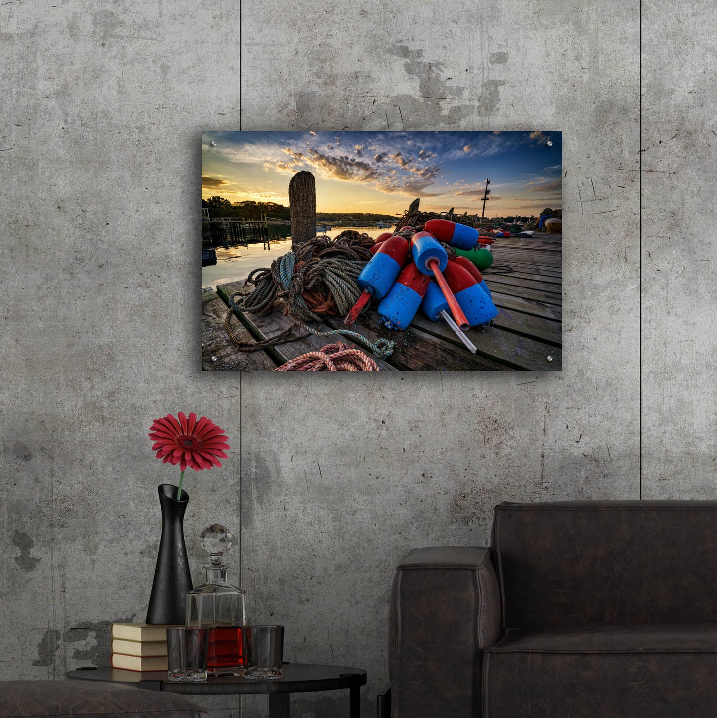 Epic Art 'Buoys and Line' by Rick Berk, Acrylic Glass Wall Art,36x24