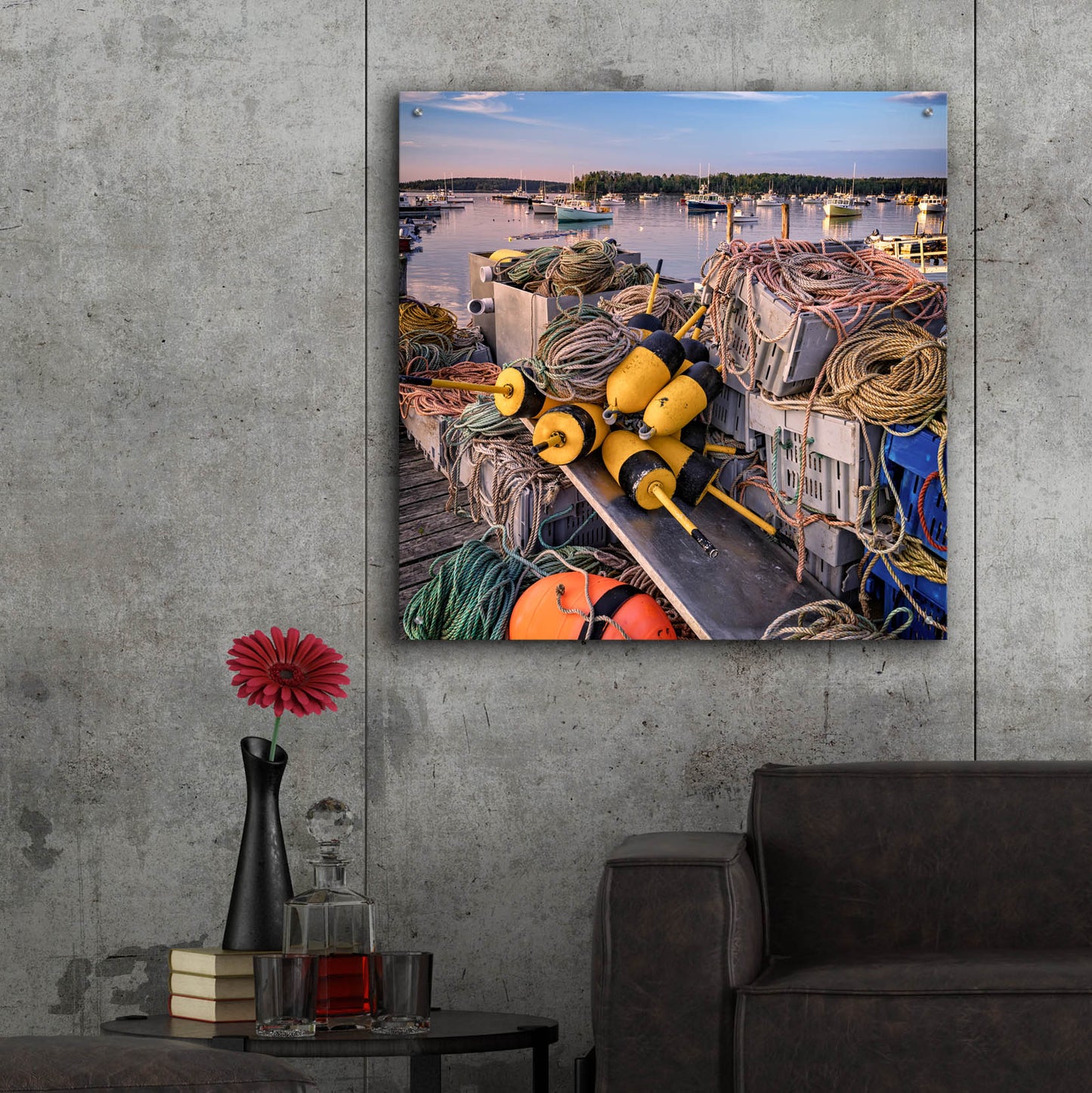 Epic Art 'Summer Sunday in the Harbor SQ' by Rick Berk, Acrylic Glass Wall Art,36x36