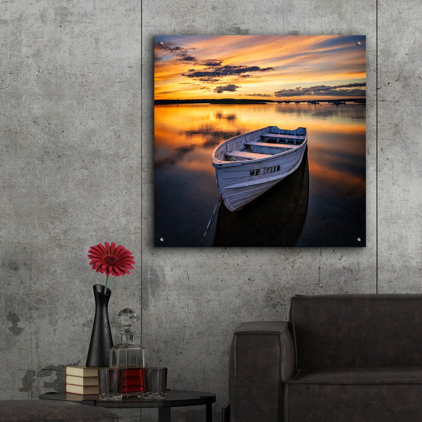 Epic Art 'Low Tide Afterglow SQ' by Rick Berk, Acrylic Glass Wall Art,36x36