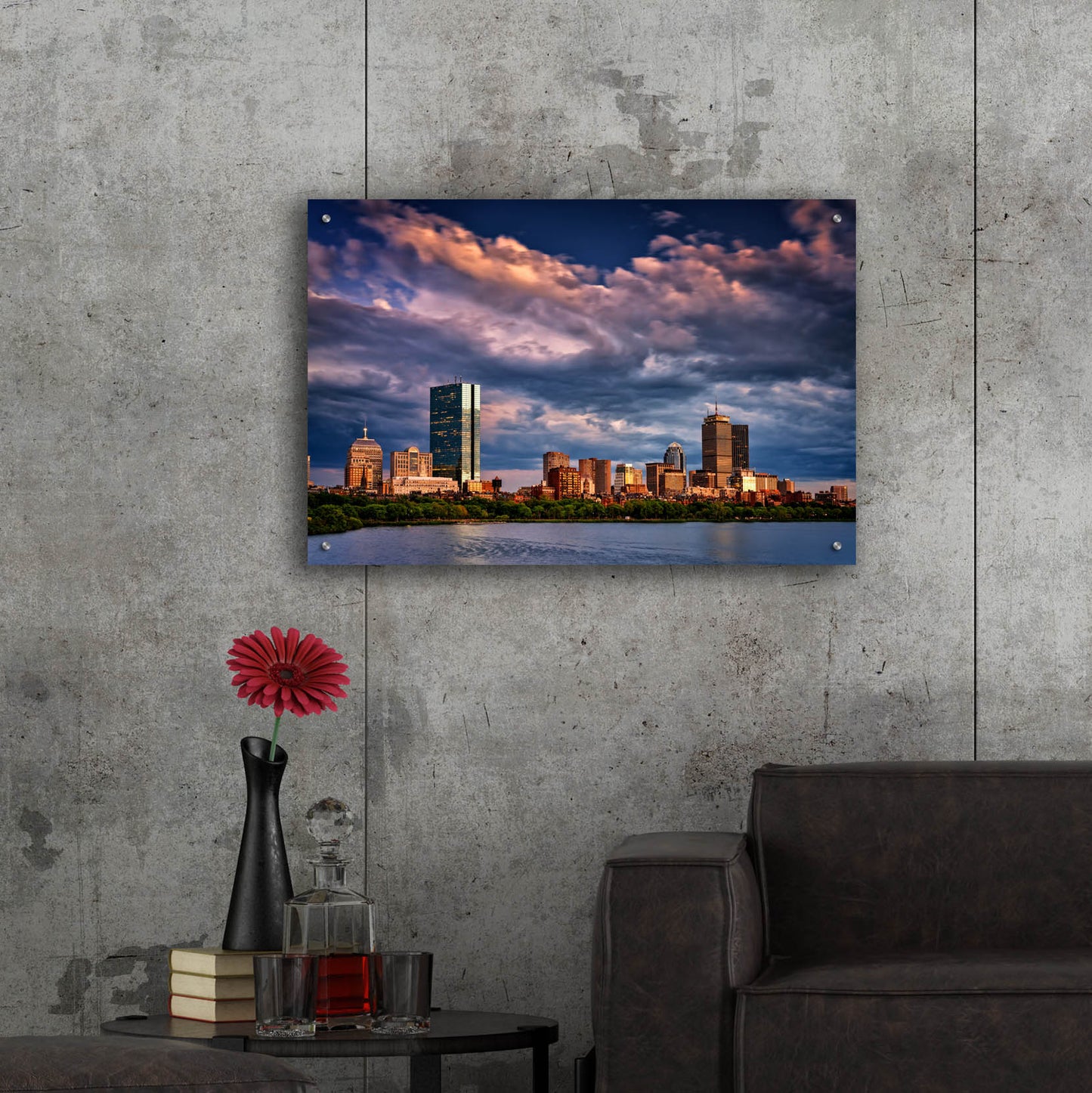 Epic Art 'Boston at Dusk' by Rick Berk, Acrylic Glass Wall Art,36x24