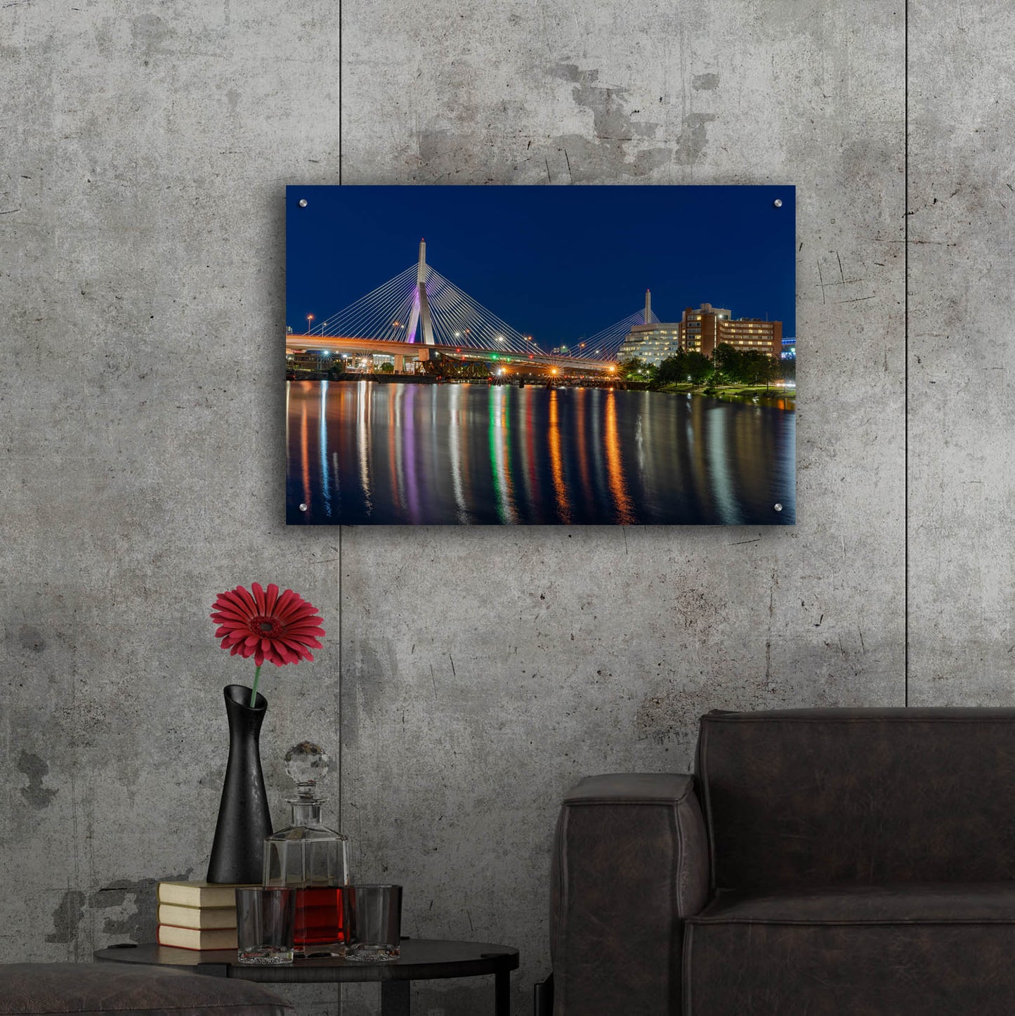 Epic Art 'Zakim Bridge August 26 2020' by Rick Berk, Acrylic Glass Wall Art,36x24