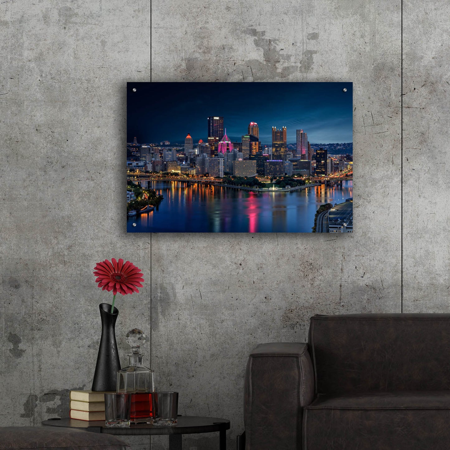 Epic Art 'Pittsburgh Twilight' by Rick Berk, Acrylic Glass Wall Art,36x24