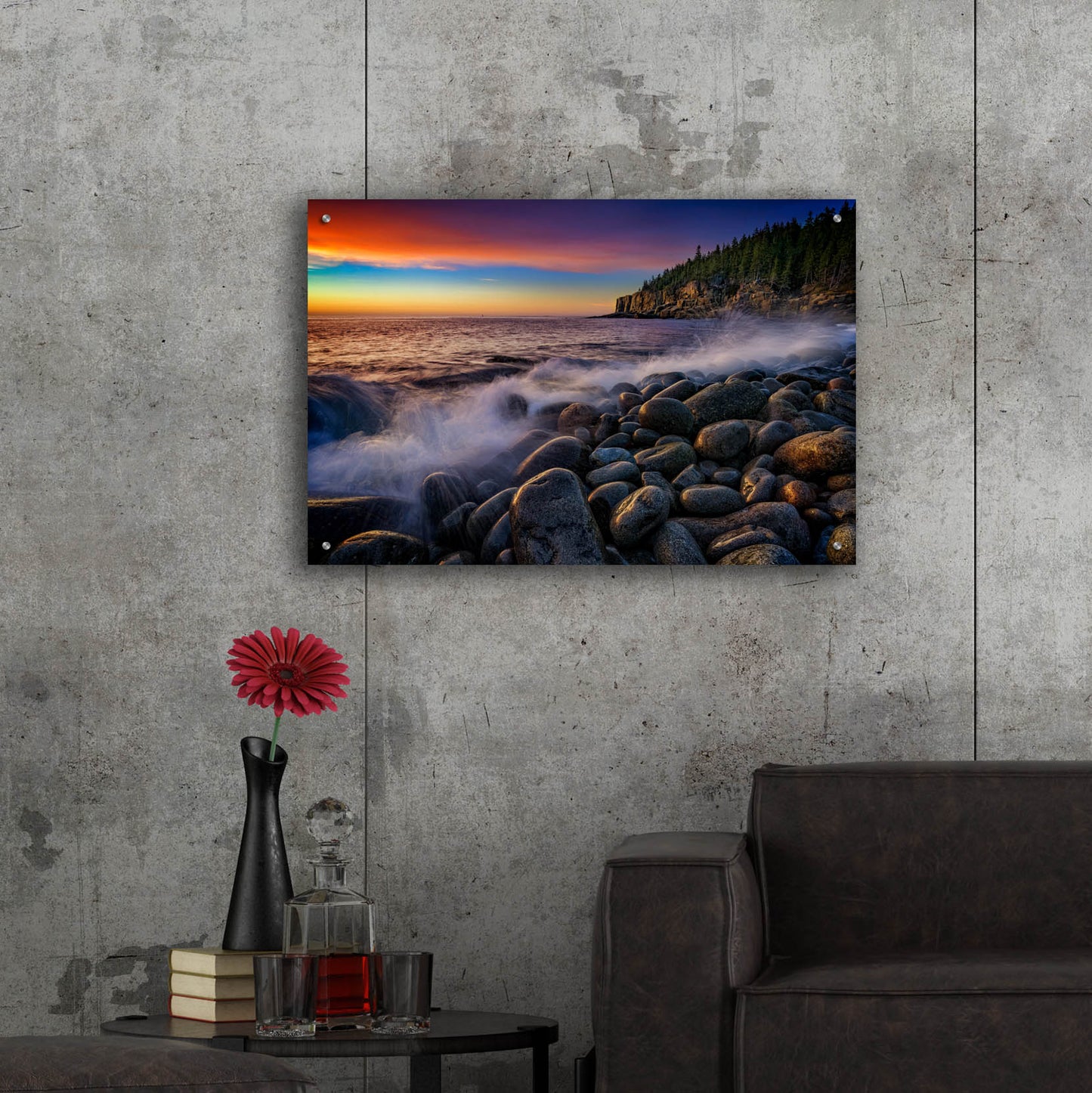 Epic Art 'Boulder Beach at Sunrise' by Rick Berk, Acrylic Glass Wall Art,36x24