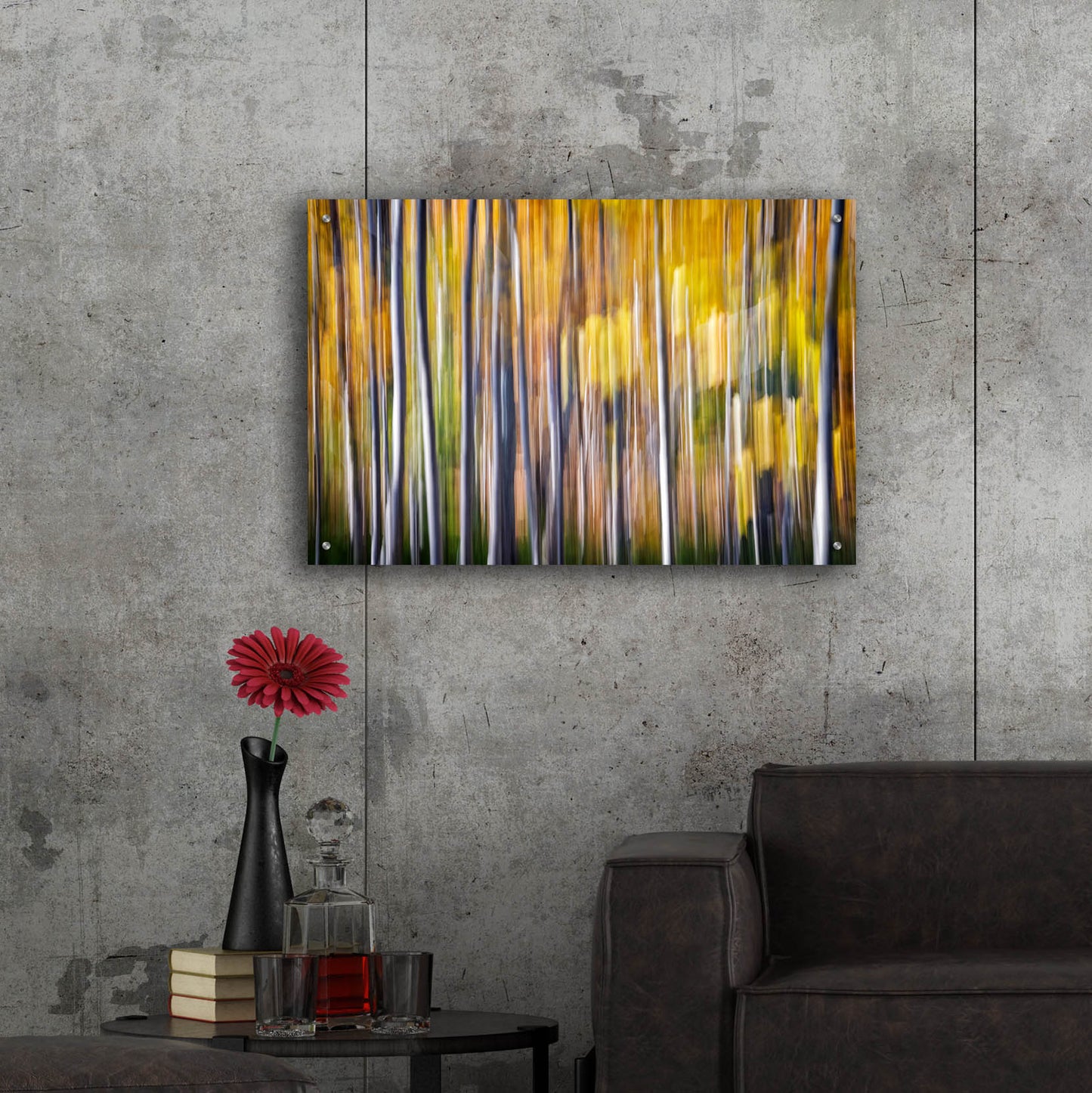 Epic Art 'Autumn Birches Abstract' by Rick Berk, Acrylic Glass Wall Art,36x24