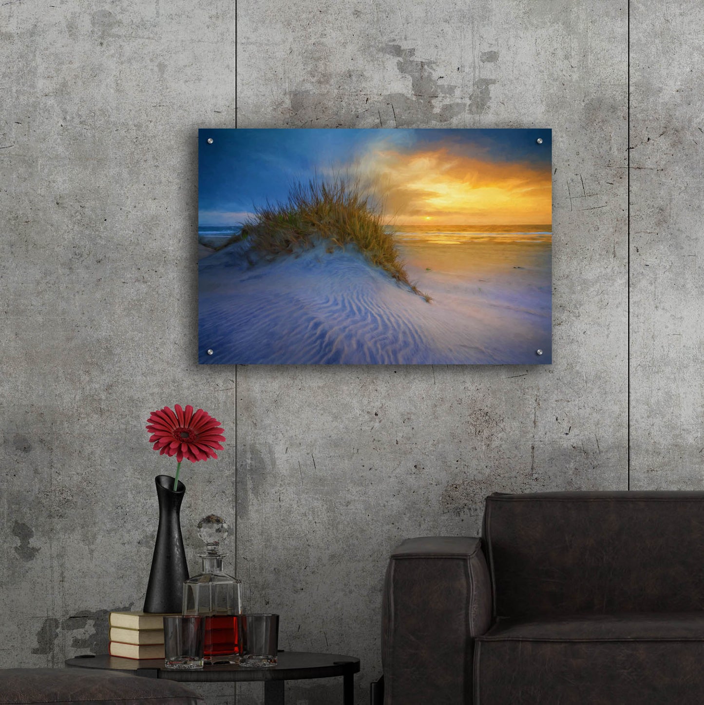 Epic Art 'Sunrise in the Outer Banks Oil Painting' by Rick Berk, Acrylic Glass Wall Art,36x24
