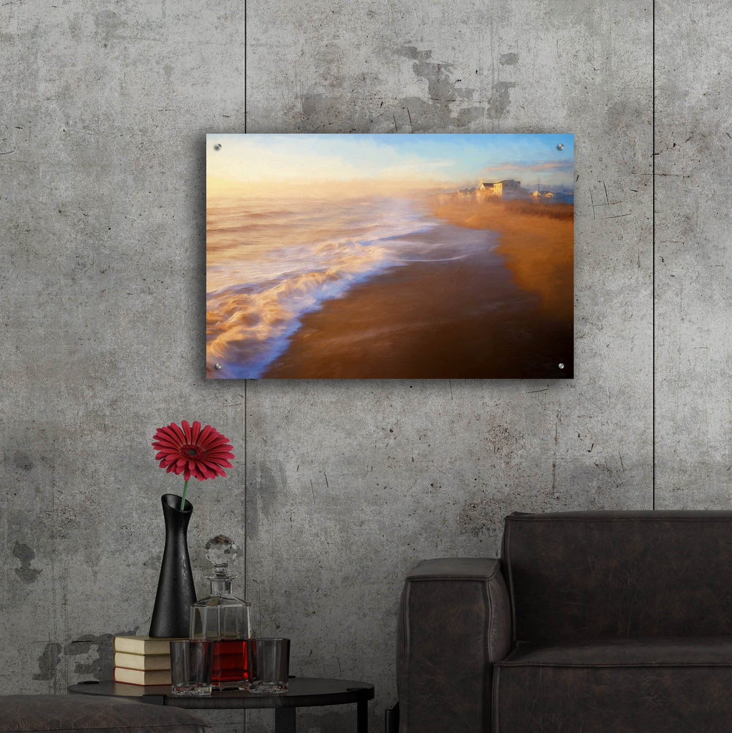 Epic Art 'Beachfront Property Oil Painting' by Rick Berk, Acrylic Glass Wall Art,36x24