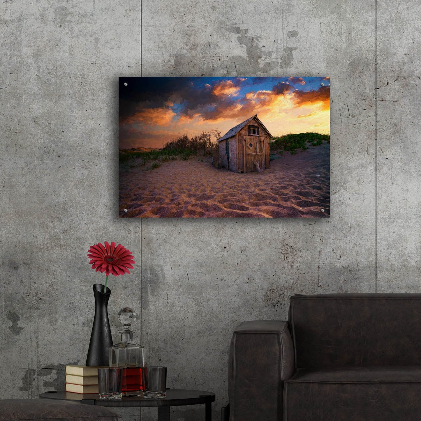 Epic Art 'The Dune Shack III Oil Painting' by Rick Berk, Acrylic Glass Wall Art,36x24