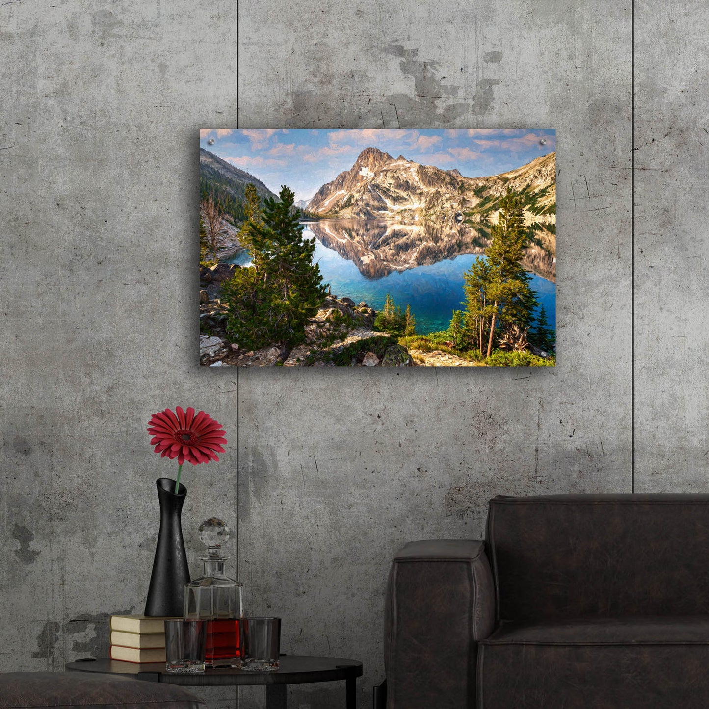 Epic Art 'Sawtooth Lake II Oil Painting' by Rick Berk, Acrylic Glass Wall Art,36x24