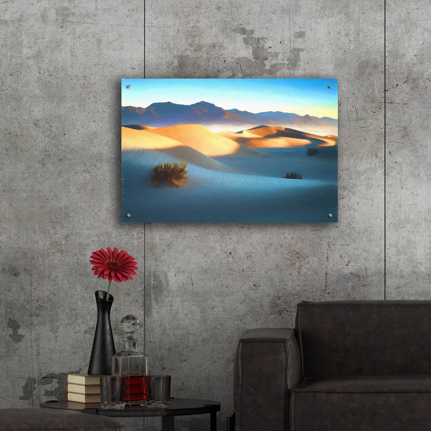 Epic Art 'Mesquite Dunes Oil Painting' by Rick Berk, Acrylic Glass Wall Art,36x24