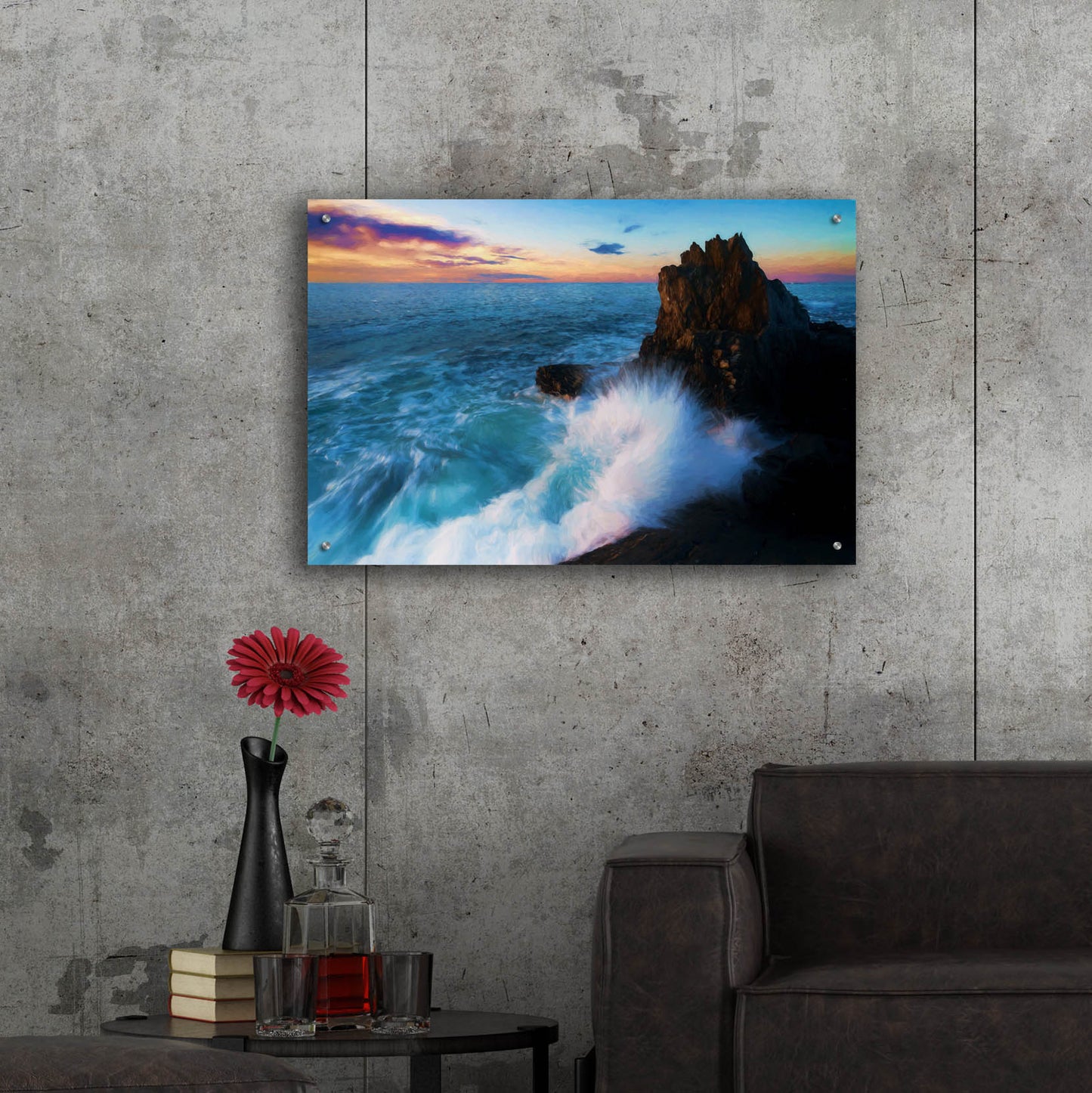 Epic Art 'Against The Tide Oil Painting' by Rick Berk, Acrylic Glass Wall Art,36x24