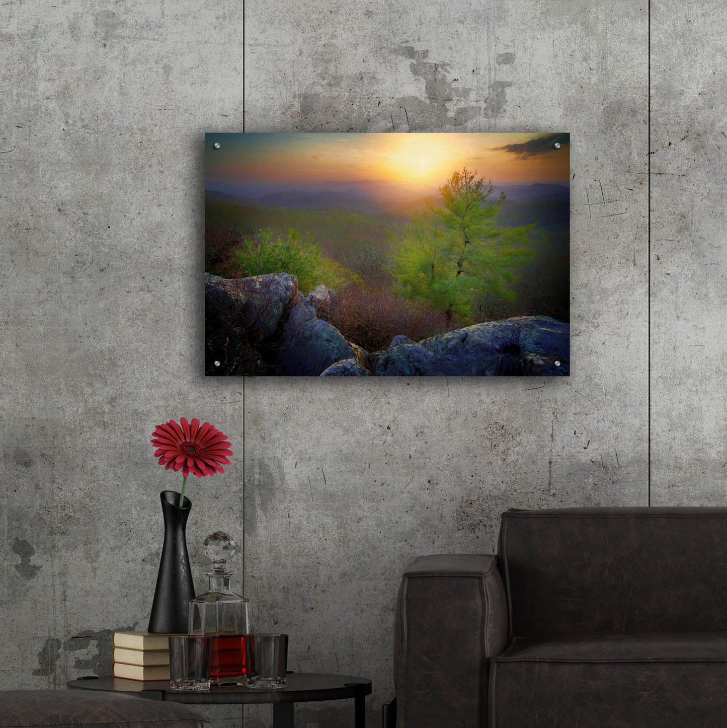 Epic Art 'The Valley Beyond Oil Painting' by Rick Berk, Acrylic Glass Wall Art,36x24