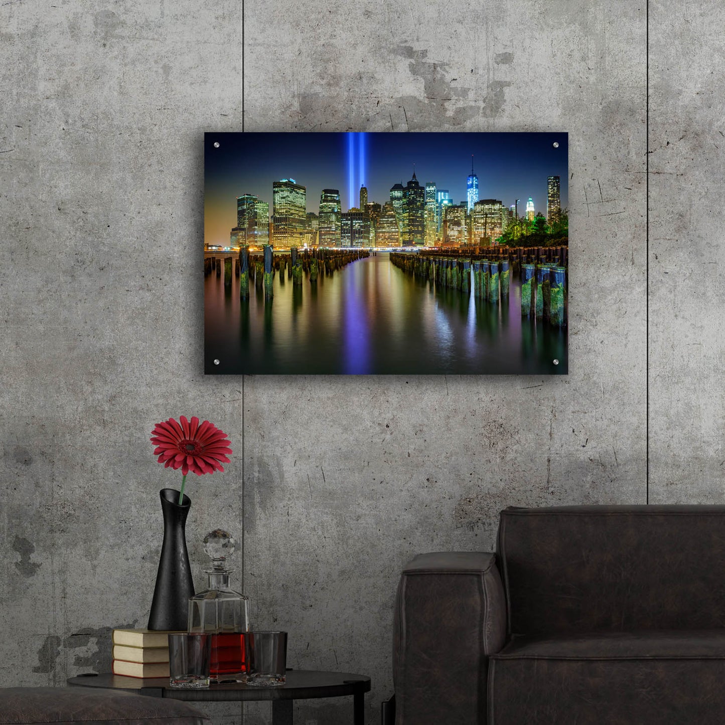 Epic Art 'NYC Tribute Lights' by Rick Berk, Acrylic Glass Wall Art,36x24