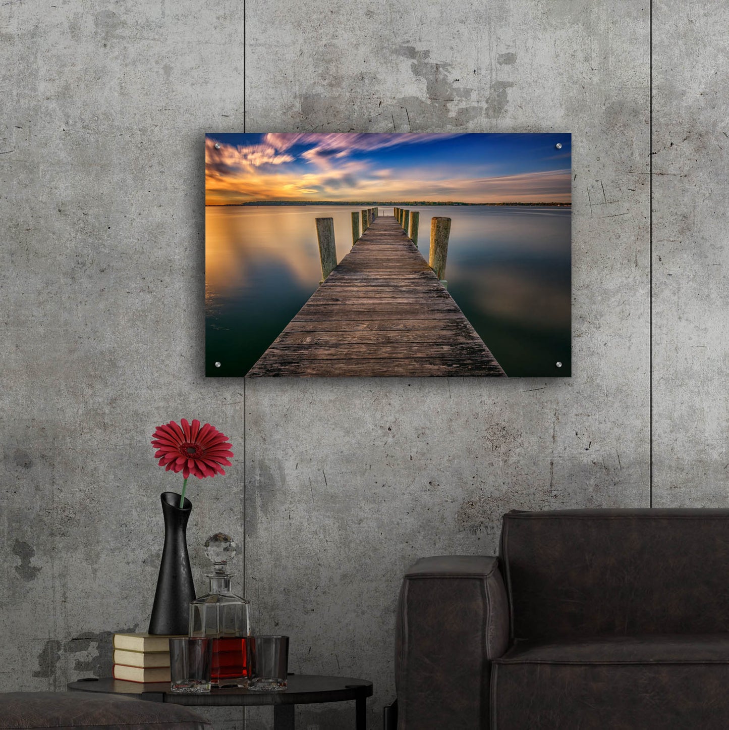 Epic Art 'Sunrise on the Dock by the Peconic River' by Rick Berk, Acrylic Glass Wall Art,36x24