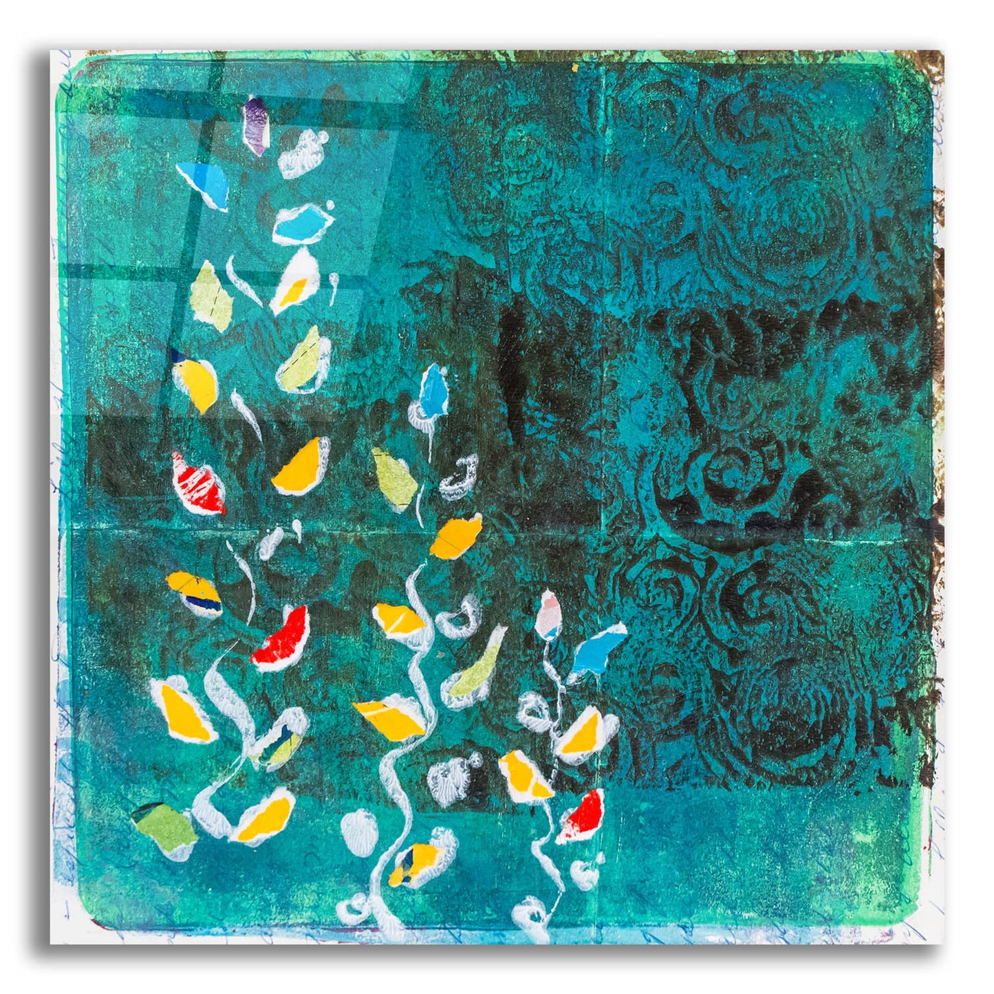 Epic Art 'Aqua Blooms' by St. Hilaire Elizabeth, Acrylic Glass Wall Art,36x36
