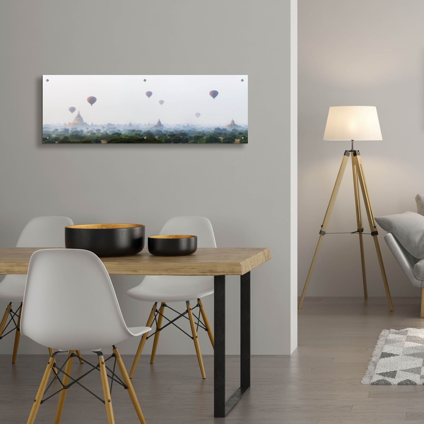 Epic Art 'Sunrise at Bagan' by Andy Mumford, Acrylic Glass Wall Art,48x16