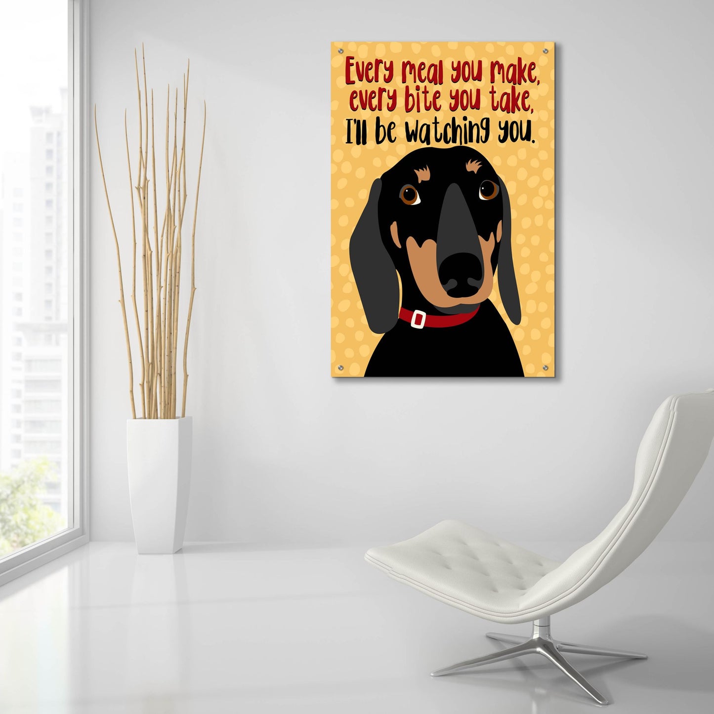 Epic Art 'Dachshund Every Meal You Make' by Ginger Oliphant, Acrylic Glass Wall Art,24x36
