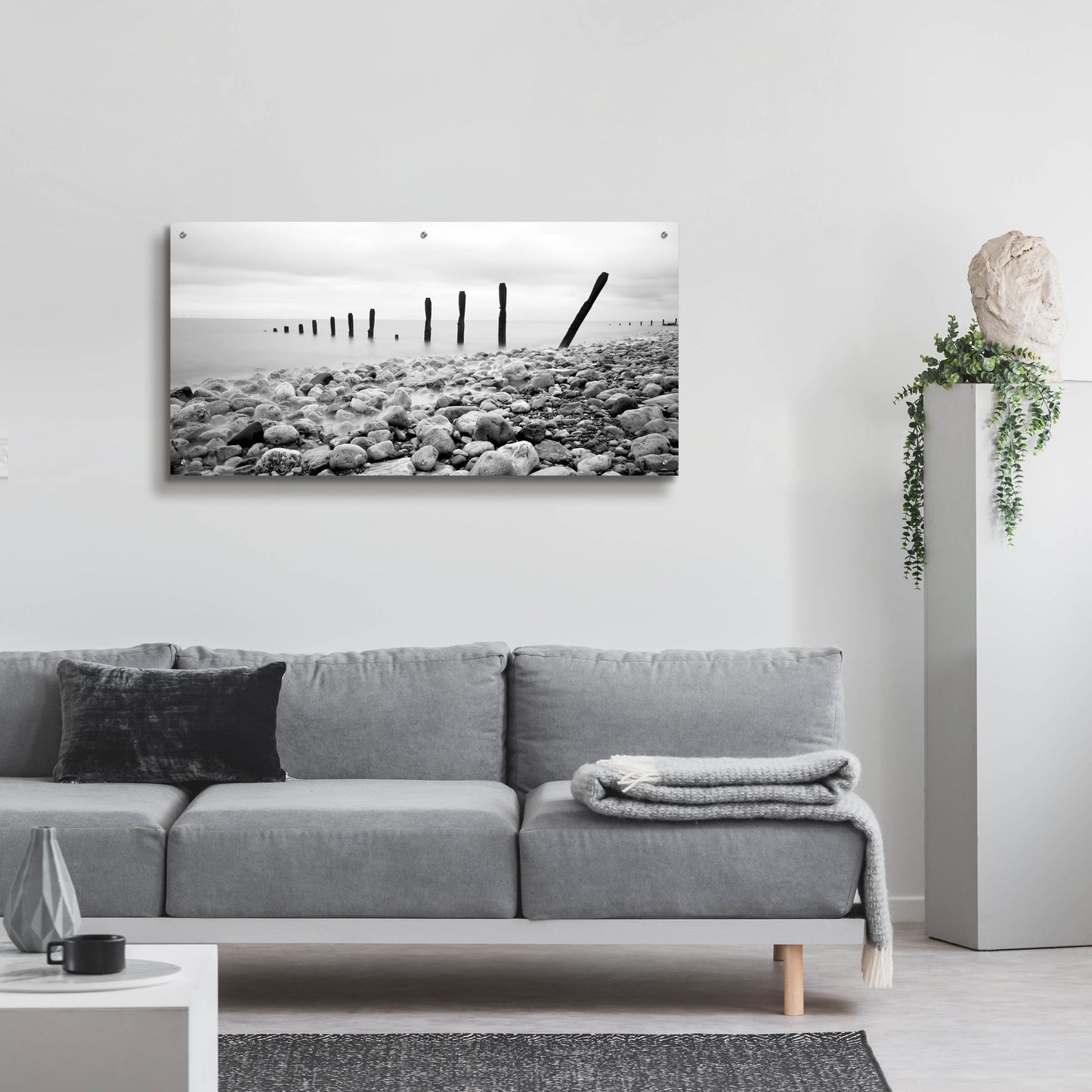 Epic Art 'Beach Pebbles' by Photoinc Studio, Acrylic Glass Wall Art,48x24