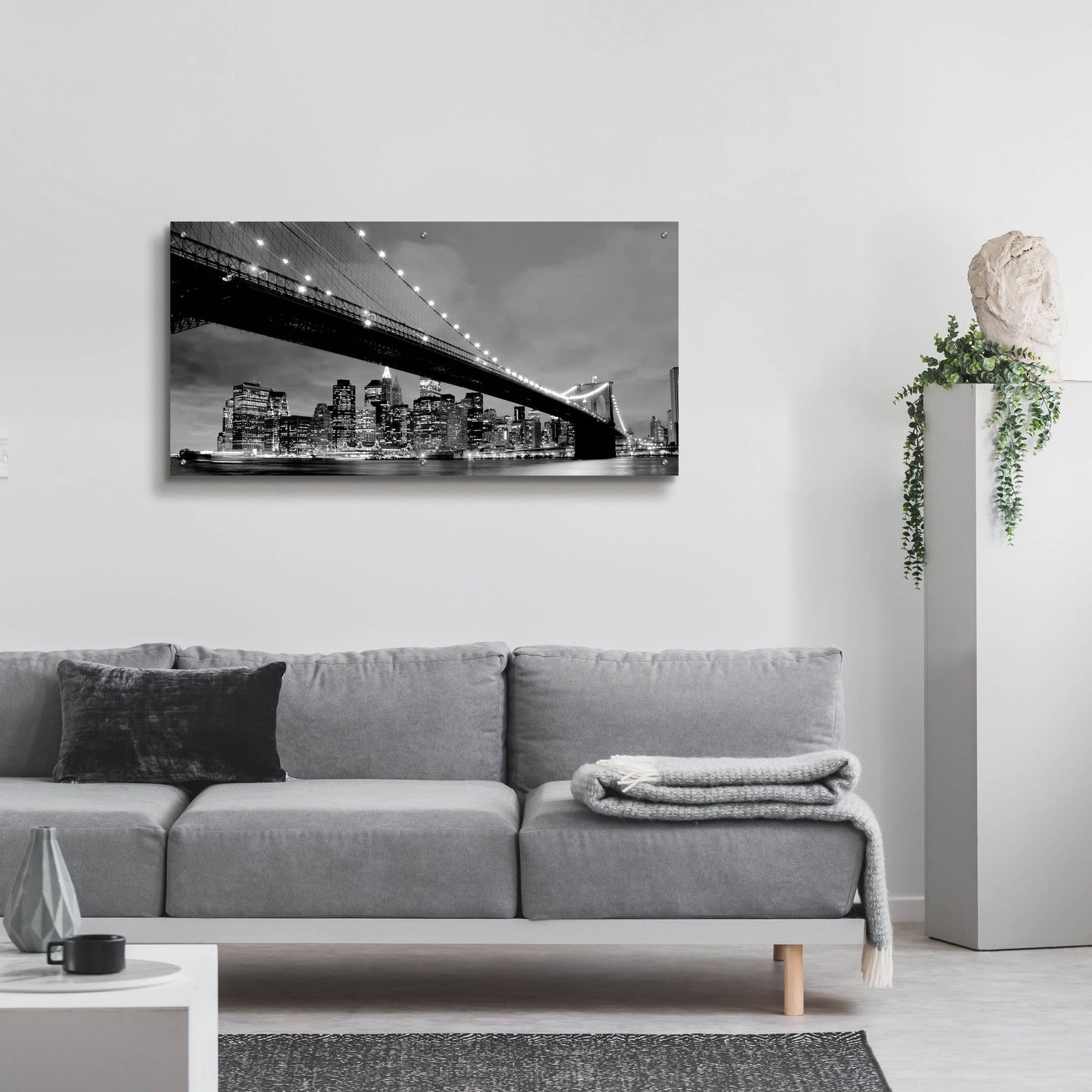 Epic Art 'Brooklyn Bridge View' by Photoinc Studio, Acrylic Glass Wall Art,48x24