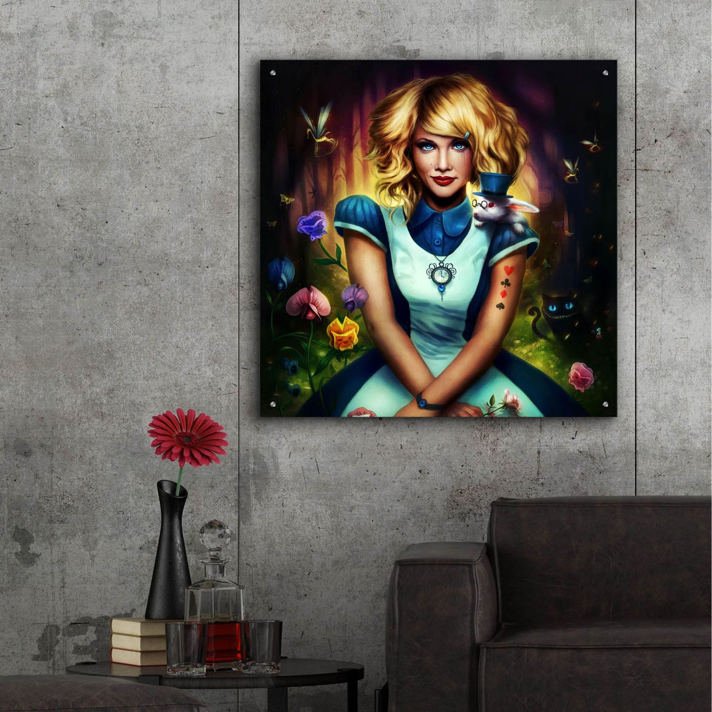 Epic Art 'Alice in Wonderland' by JoJoesArt, Acrylic Glass Wall Art,36x36