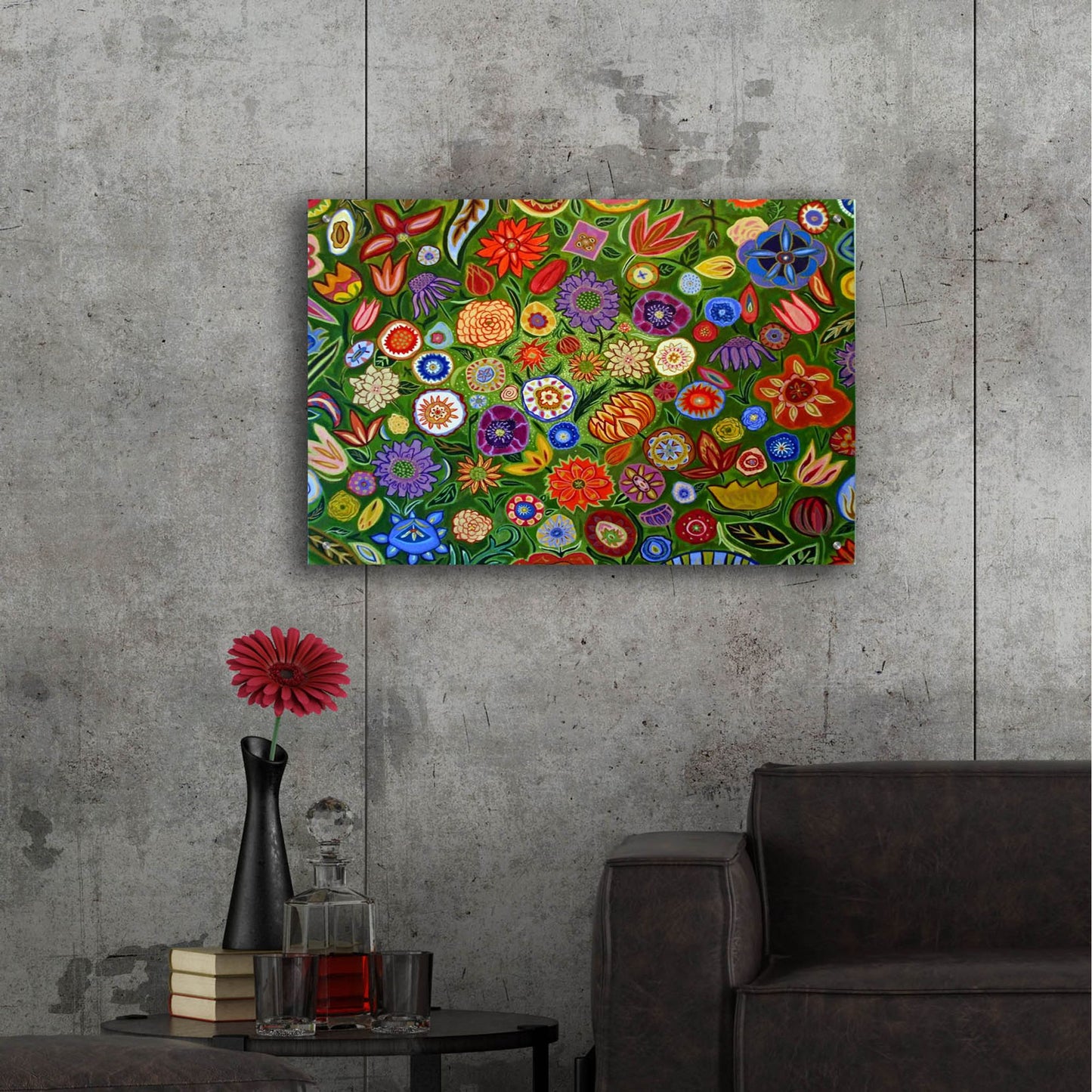 Epic Art 'Abstract Floral' by Catherine A Nolin, Acrylic Glass Wall Art,36x24