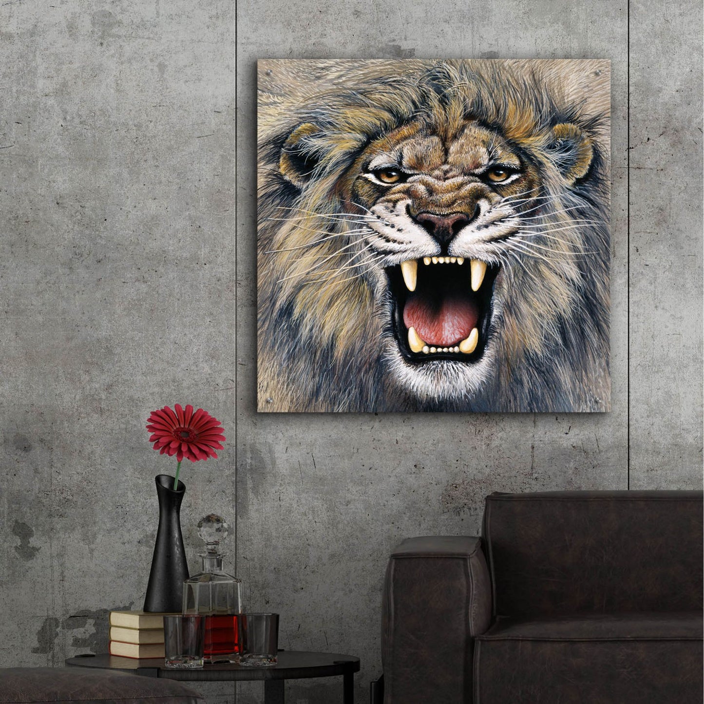 Epic Art 'Lion' by Harro Maass, Acrylic Glass Wall Art,36x36