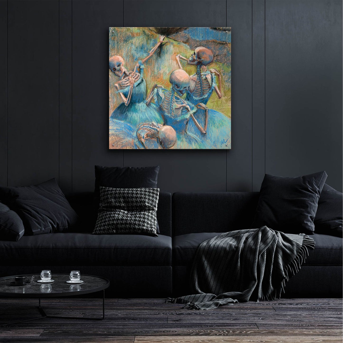 Epic Art 'Blue Skelly Dancers' by Marie Marfia Fine Art, Acrylic Glass Wall Art,36x36