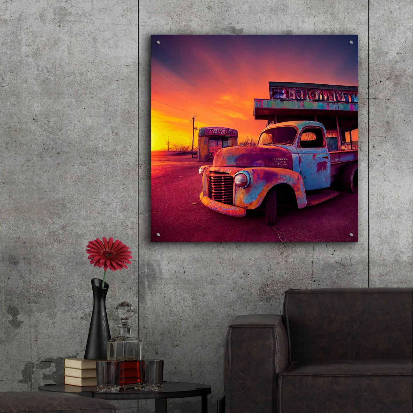 Epic Art 'Route 66 7' by Ray Heere, Acrylic Glass Wall Art,36x36
