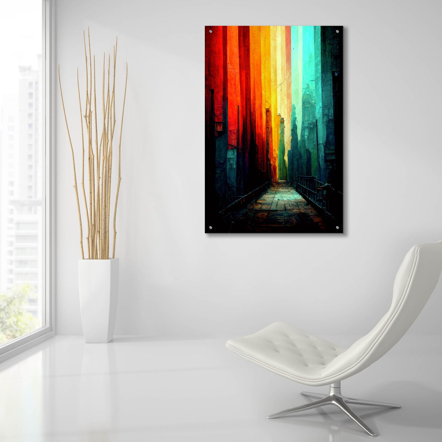 Epic Art 'Abstract City 1' by Romantz Art, Acrylic Glass Wall Art,24x36