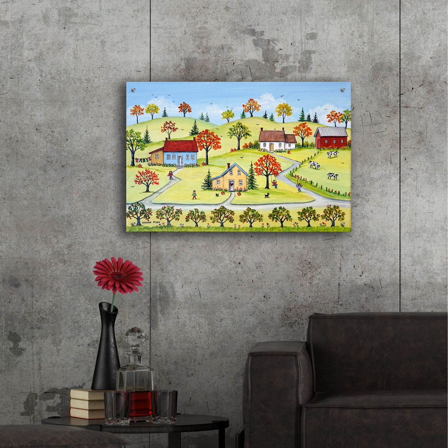 Epic Art 'Appleville' by Sharon Mark, Acrylic Glass Wall Art,36x24