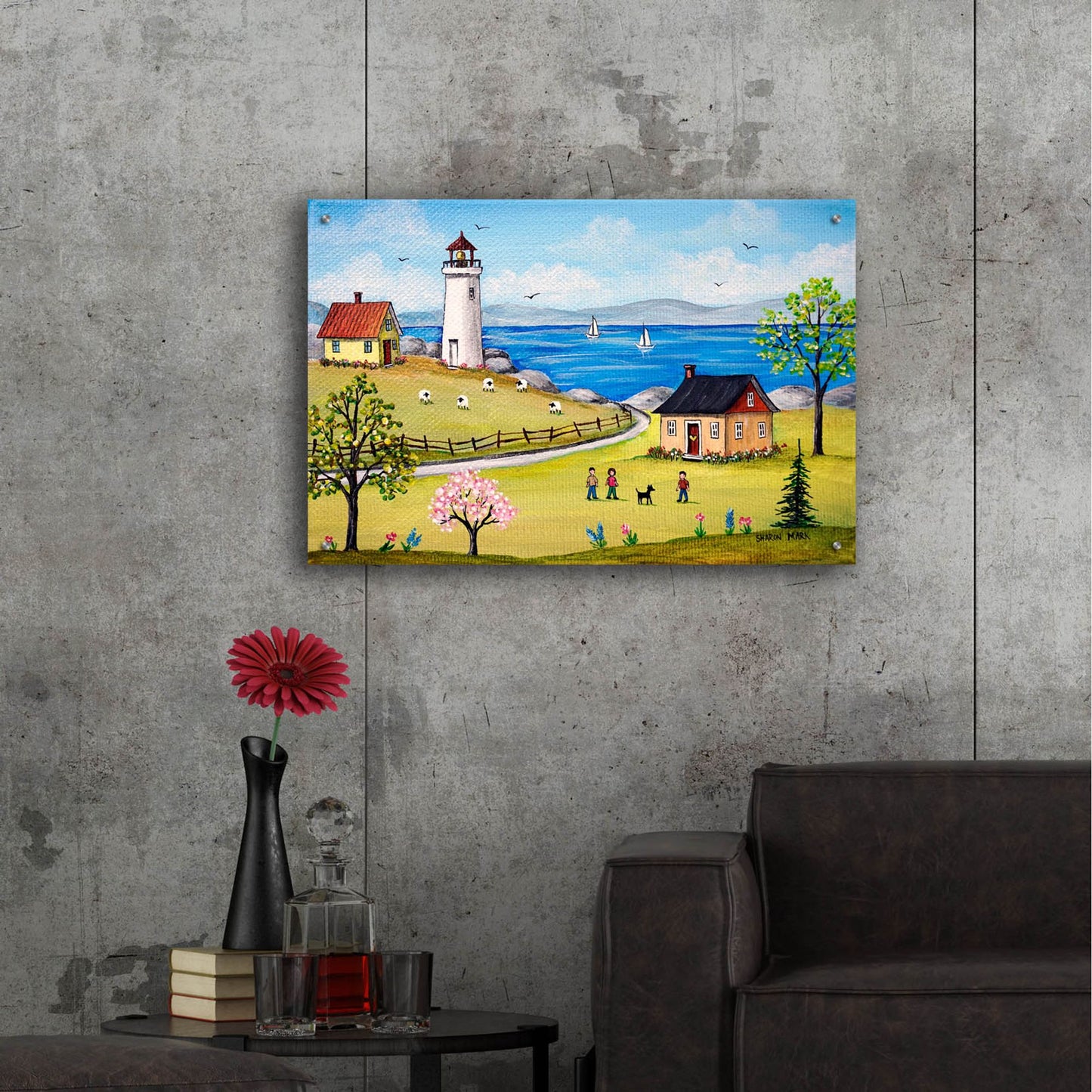 Epic Art 'Blue Sea' by Sharon Mark, Acrylic Glass Wall Art,36x24