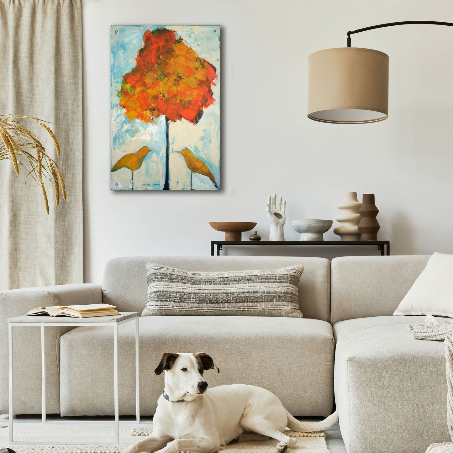 Epic Art 'Gold Birds And Maple' by Tim Nyberg, Acrylic Glass Wall Art,24x36