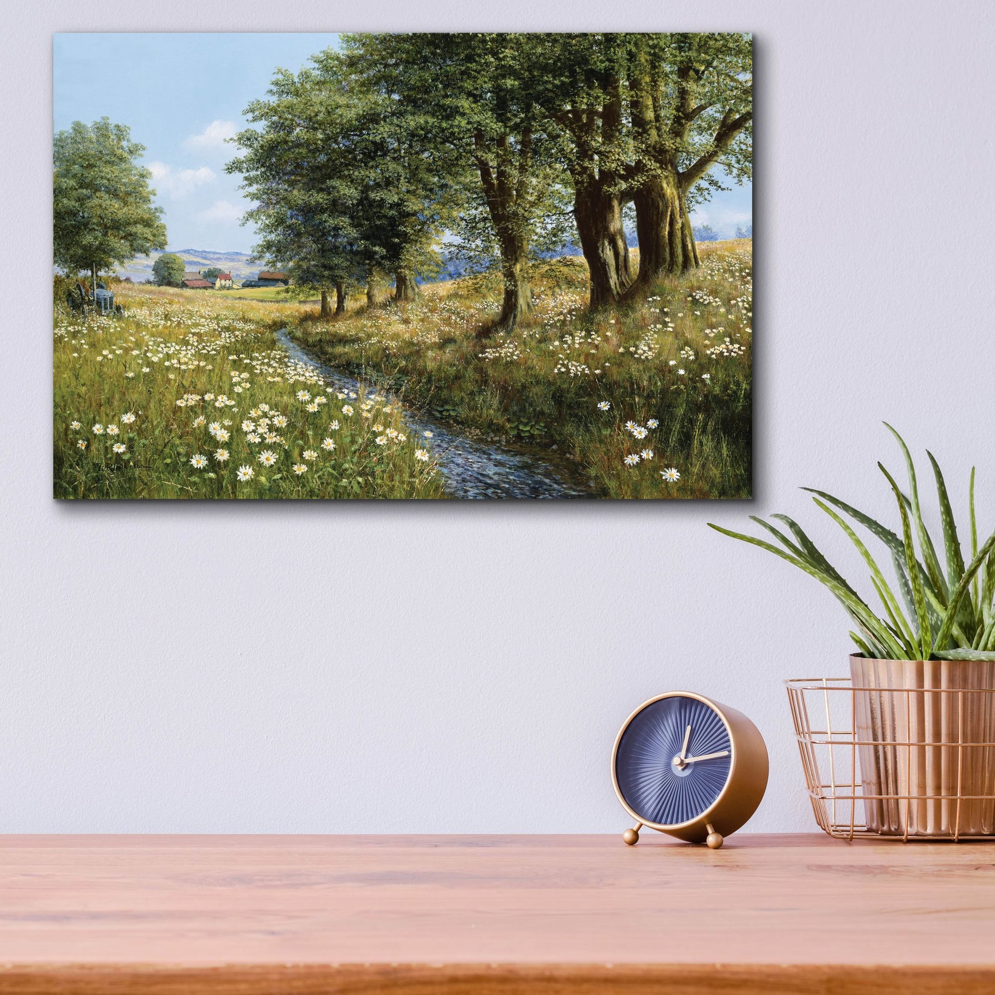 Epic Art 'Beeches And Daisies' by Bill Makinson, Acrylic Glass Wall Art,16x12