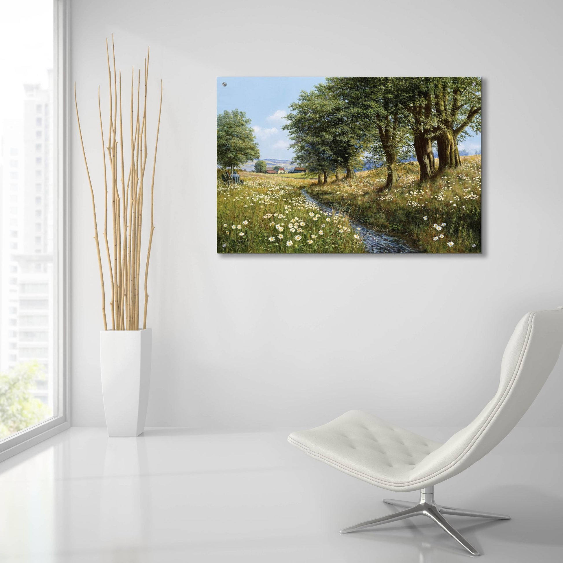 Epic Art 'Beeches And Daisies' by Bill Makinson, Acrylic Glass Wall Art,36x24